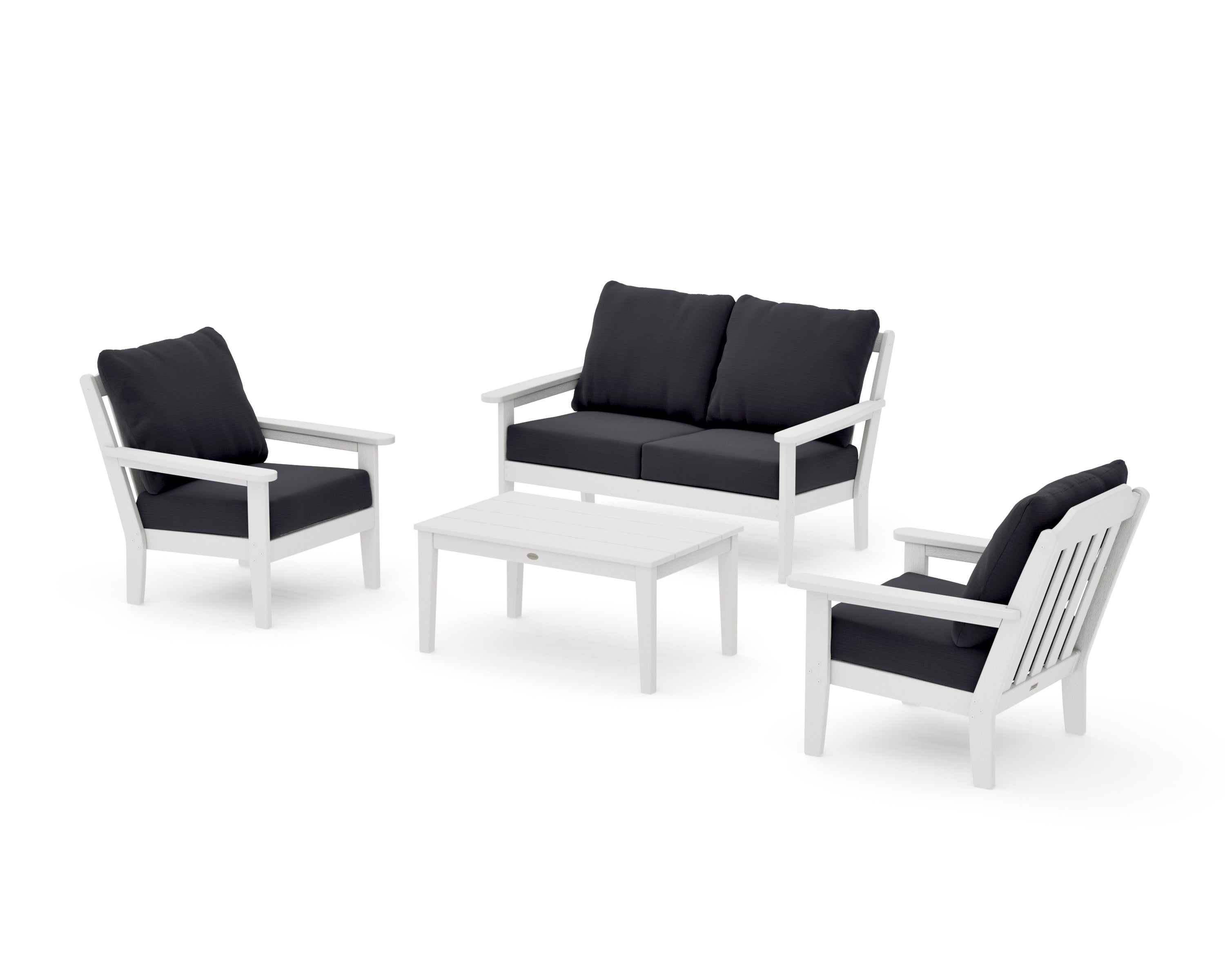 Cottage 4-Piece Deep Seating Set with Loveseat in Vintage White / Midnight Linen