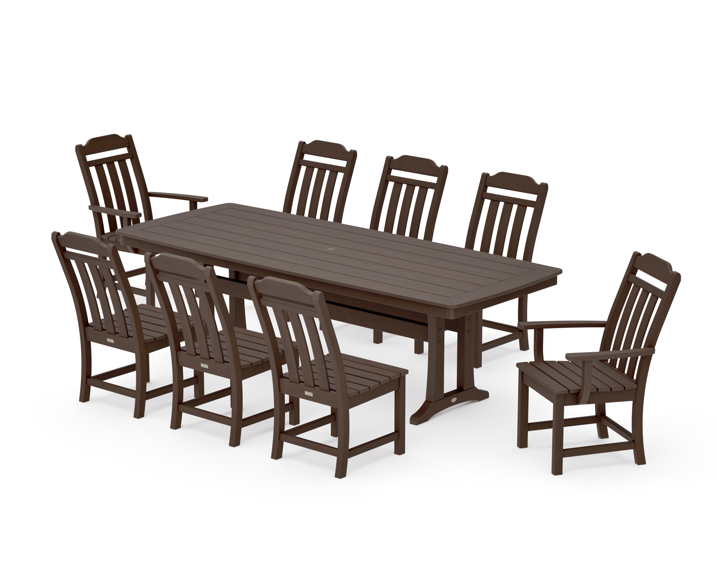 Cottage 9-Piece Dining Set with Trestle Legs in Kona
