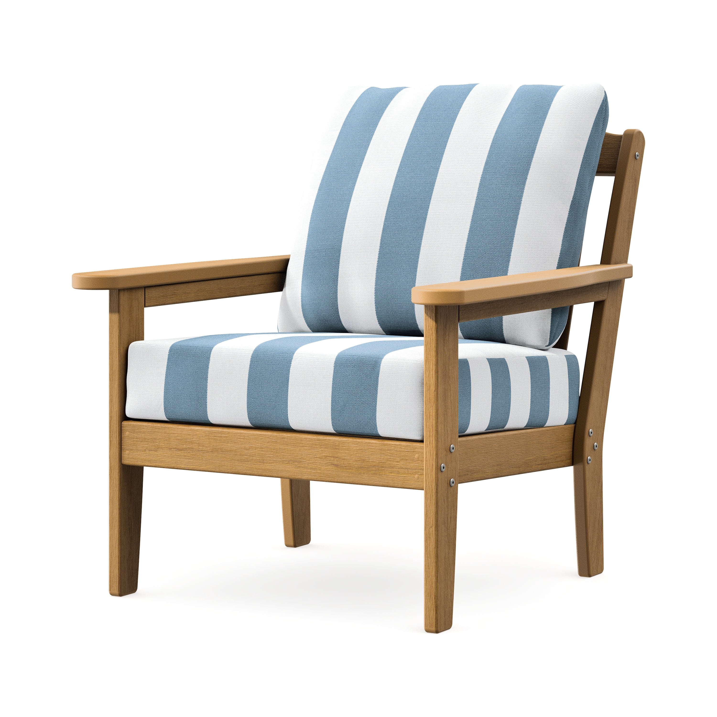 Cottage Deep Seating Chair in Natural / Cabana Stripe Sky Blue