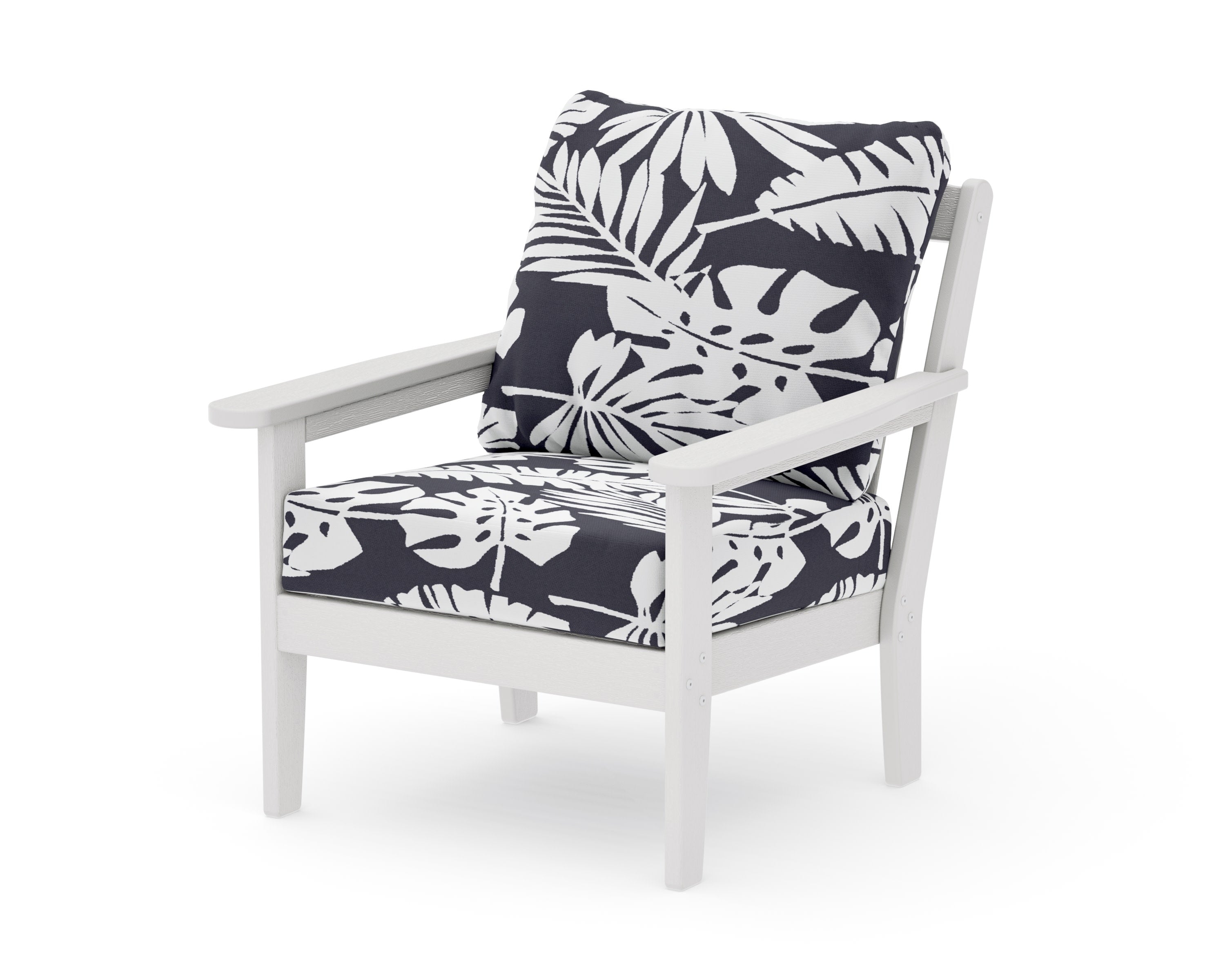Cottage Deep Seating Chair in Vintage White / Leaf Navy