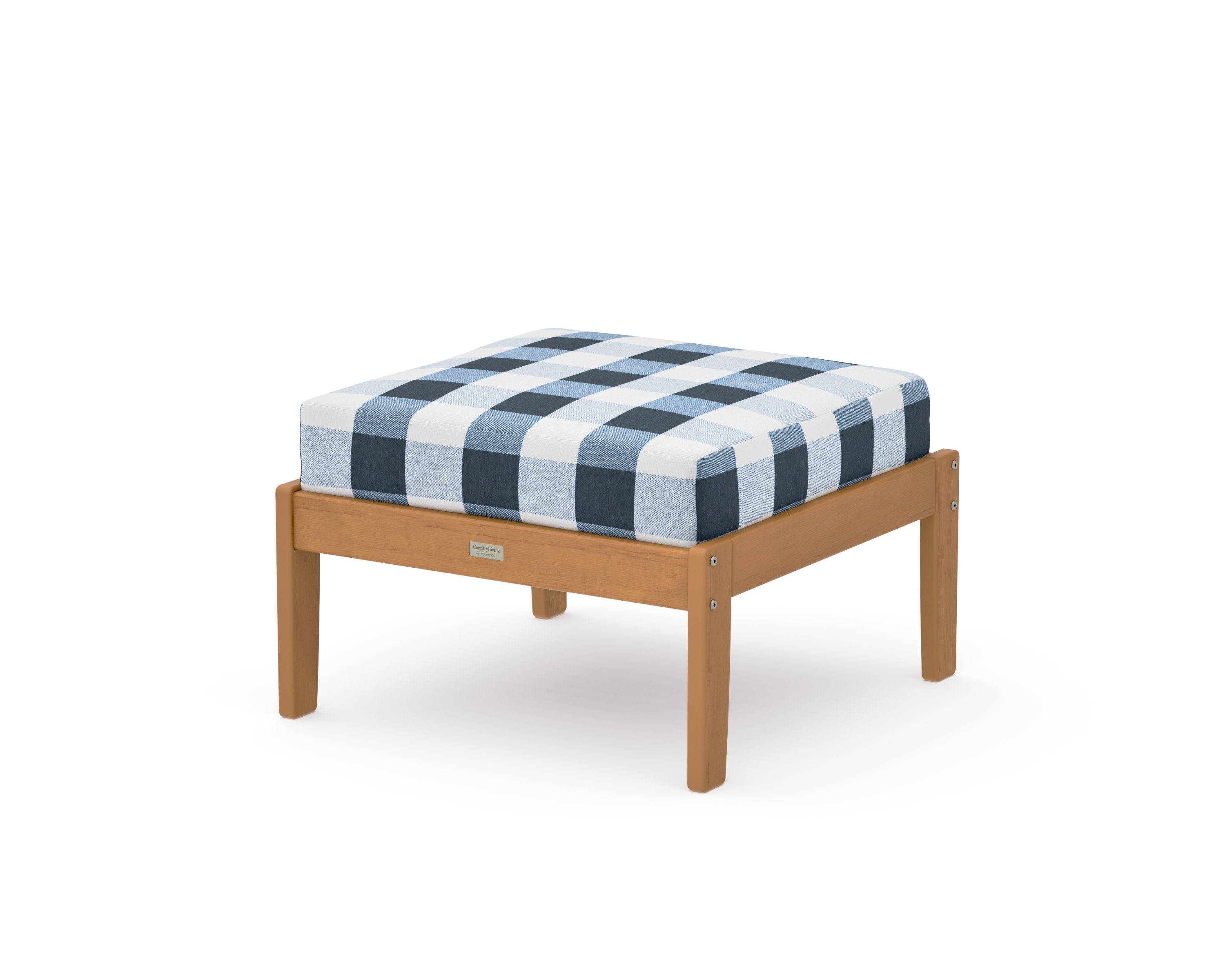 Cottage Deep Seating Ottoman in Natural / Buffalo Plaid Marine Indigo