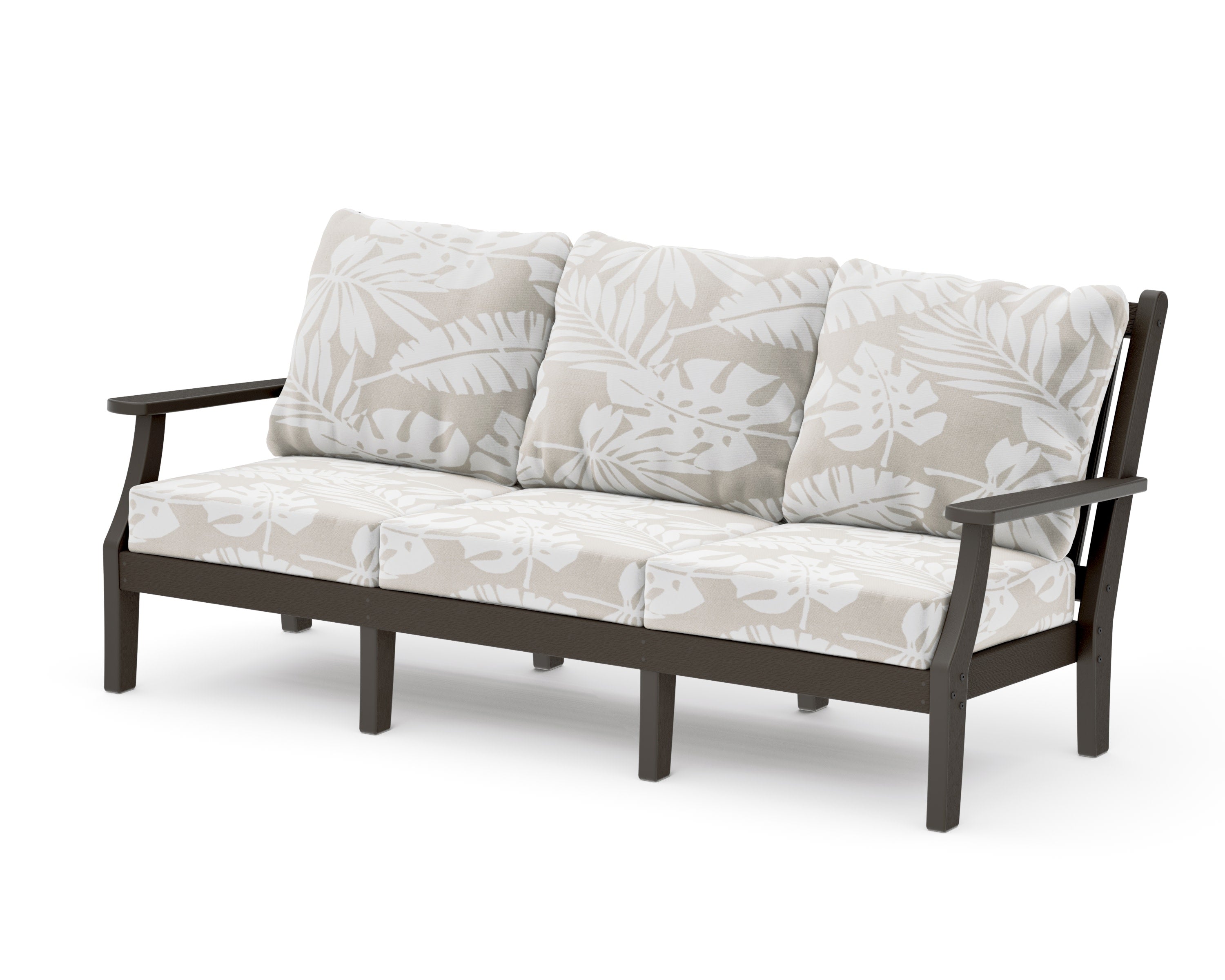Wovendale Deep Seating Sofa in Vintage Coffee / Leaf Dune Burlap