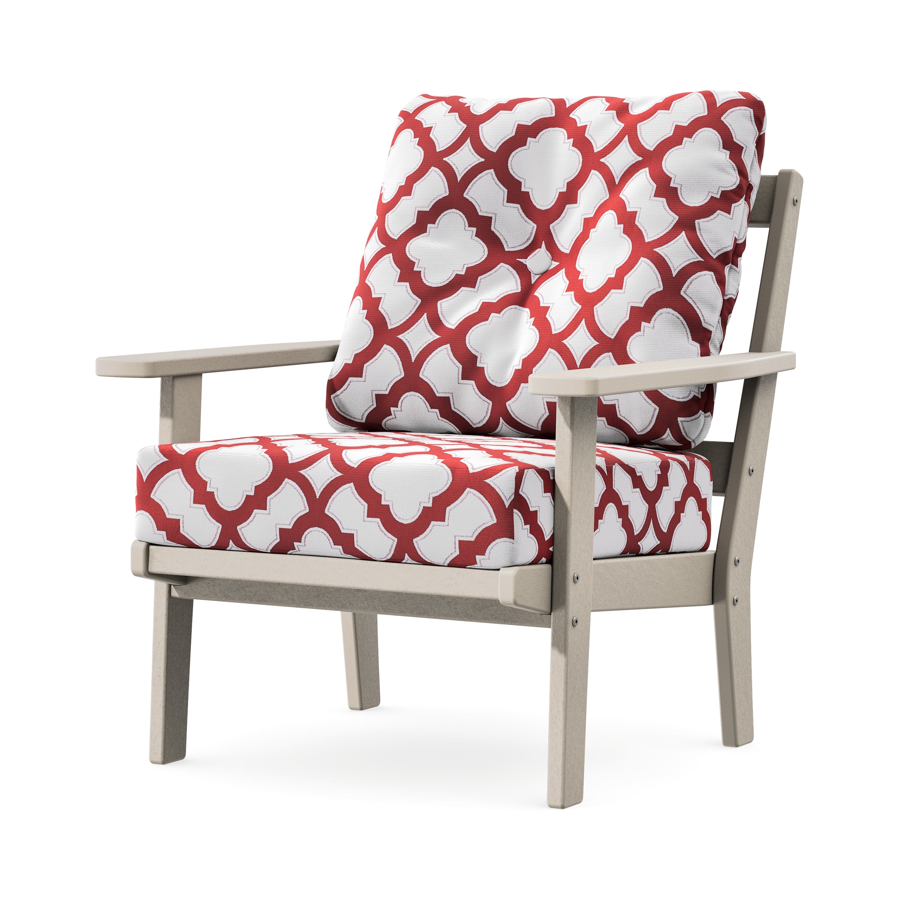 Prairie Deep Seating Chair in Sand / Trellis Crimson