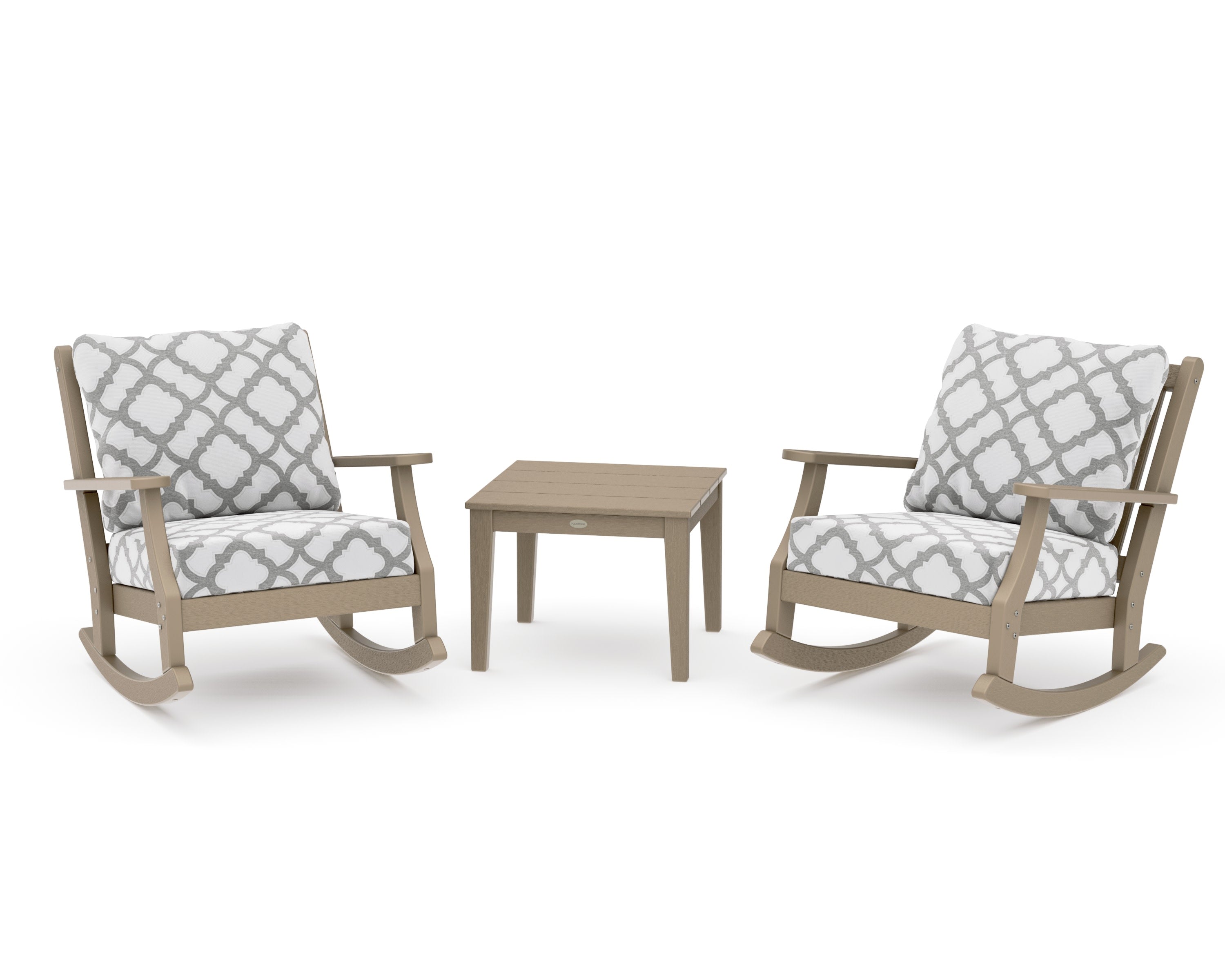 Wovendale 3-Piece Deep Seating Rocker Set in Vintage Sahara / Trellis Grey Mist