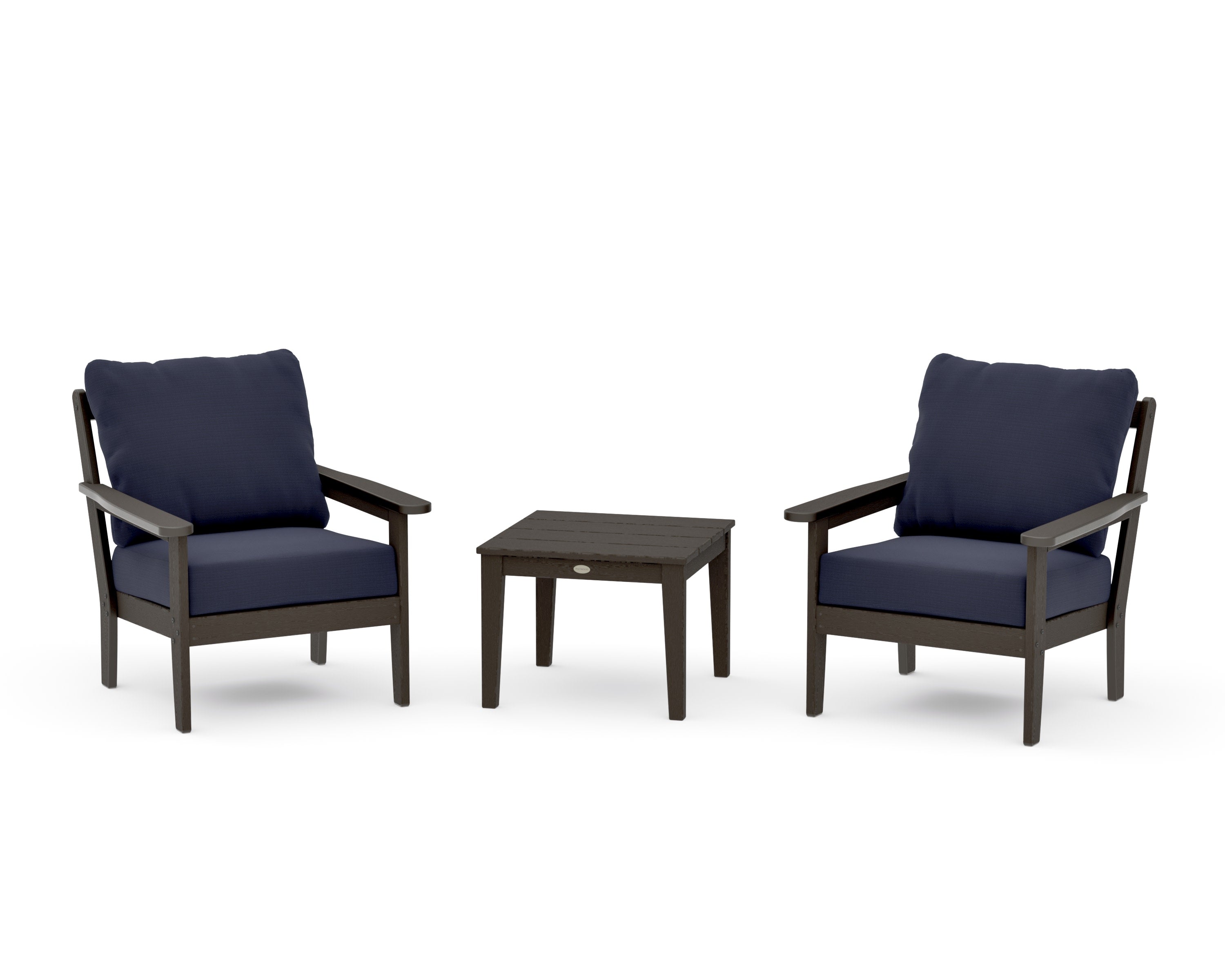 Cottage 3-Piece Deep Seating Set in Vintage Coffee / Navy Linen