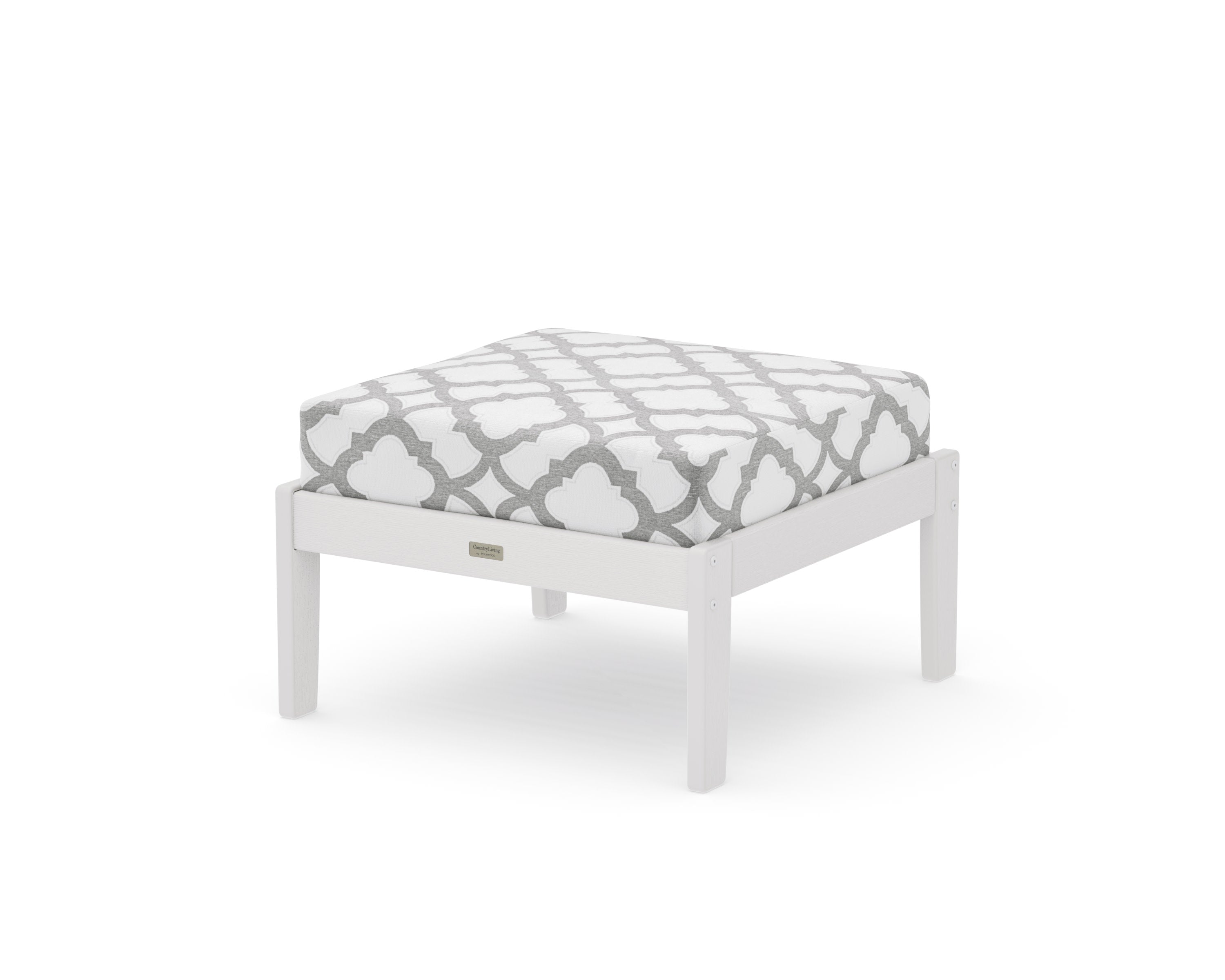 Cottage Deep Seating Ottoman in Vintage White / Trellis Grey Mist