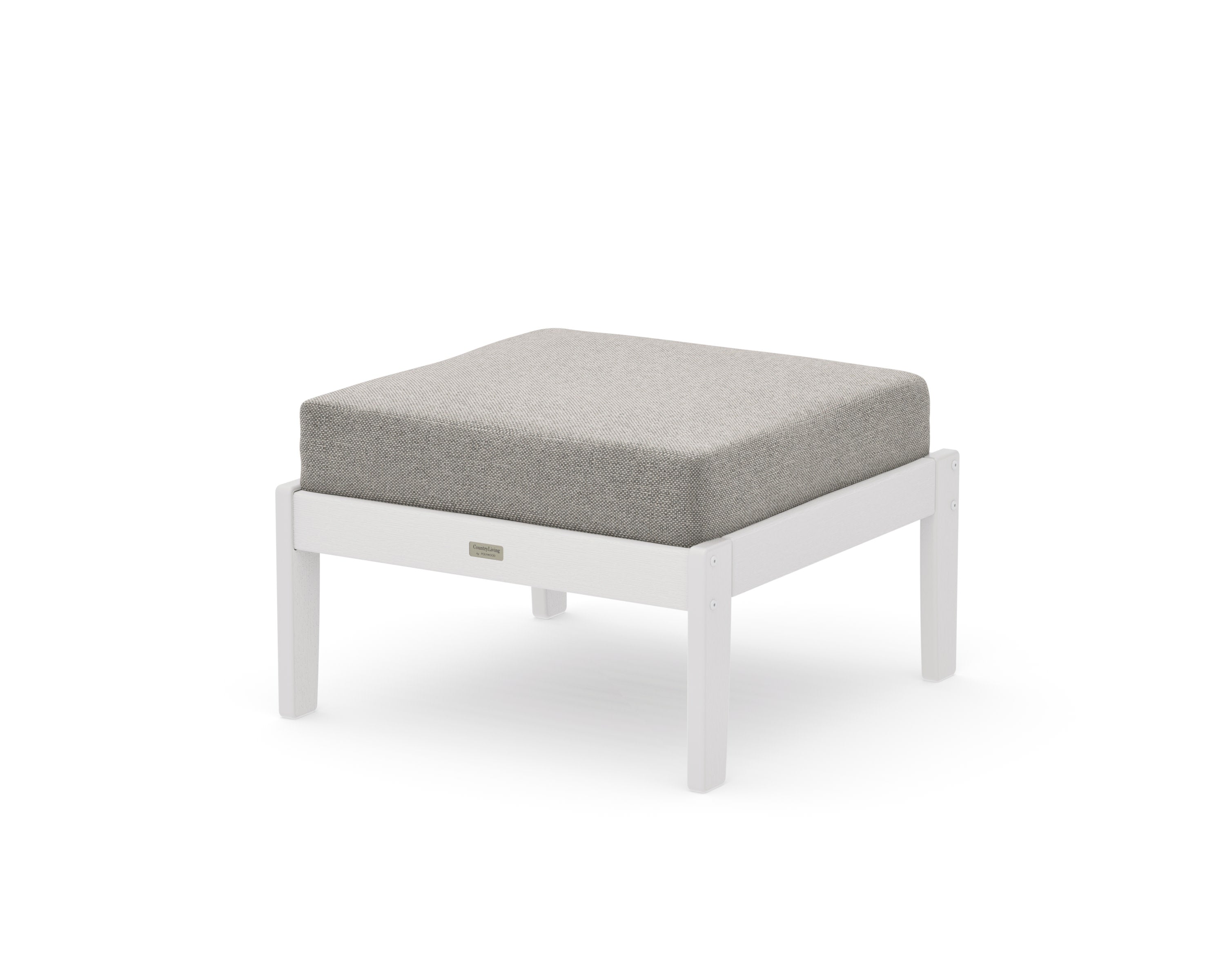 Cottage Deep Seating Ottoman in Vintage White / Weathered Tweed