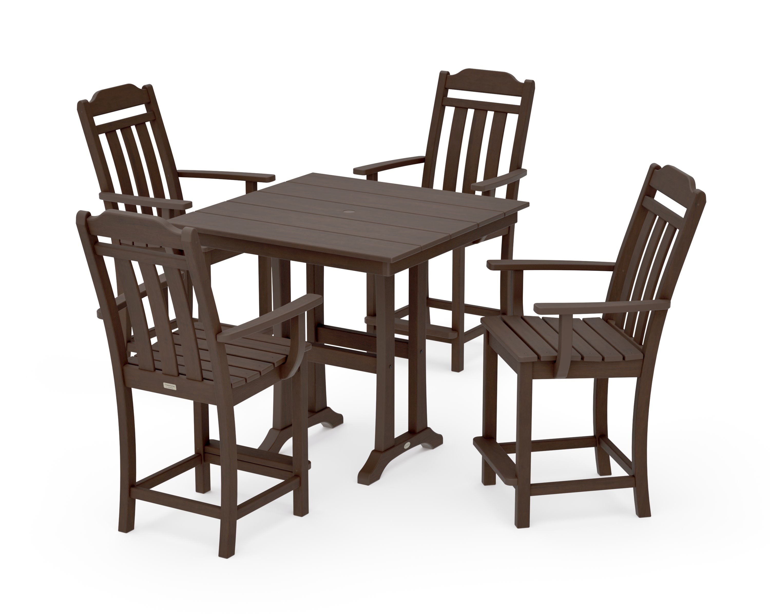 Cottage 5-Piece Farmhouse Counter Set with Trestle Legs in Kona