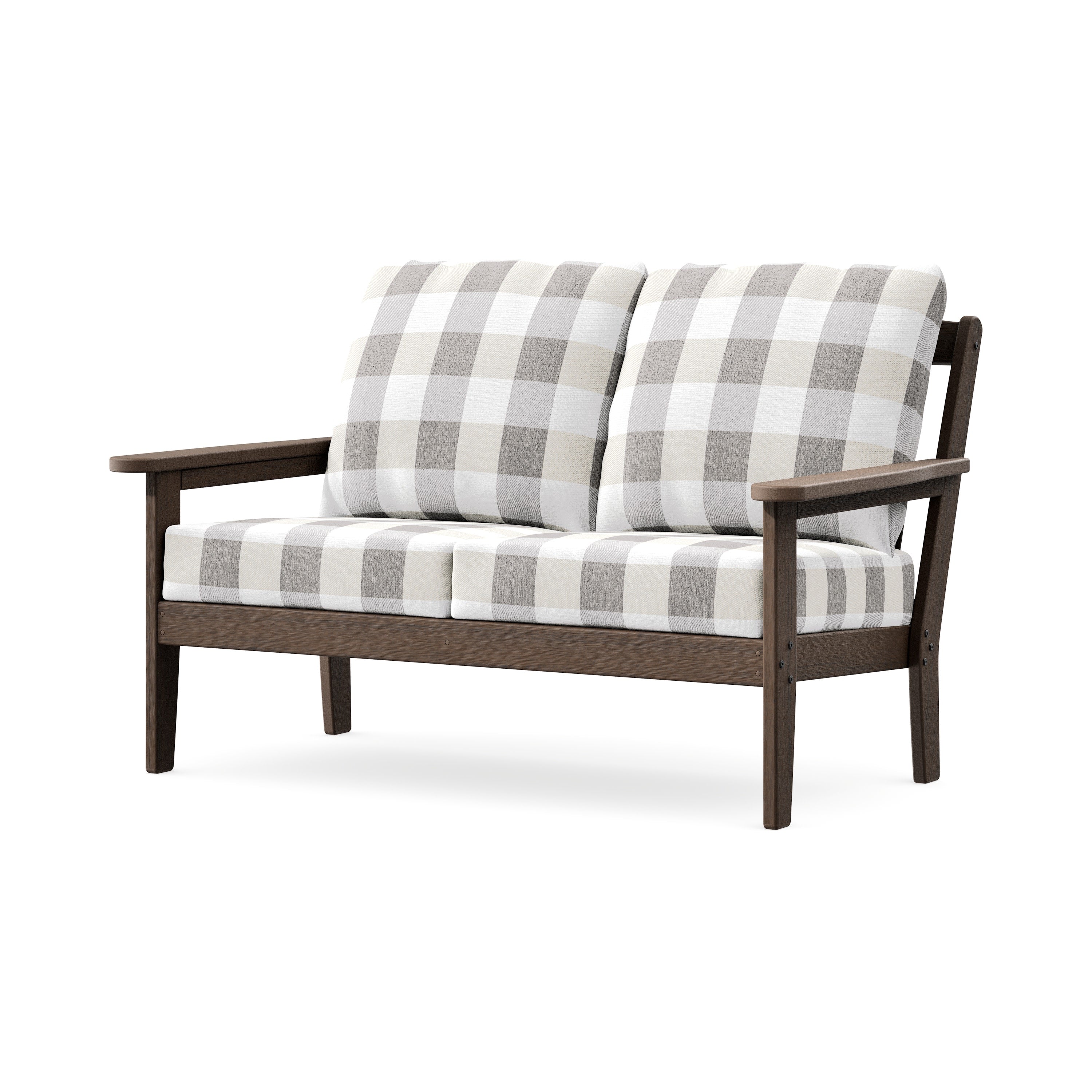 Cottage Deep Seating Loveseat in Kona / Buffalo Plaid Grey Mist