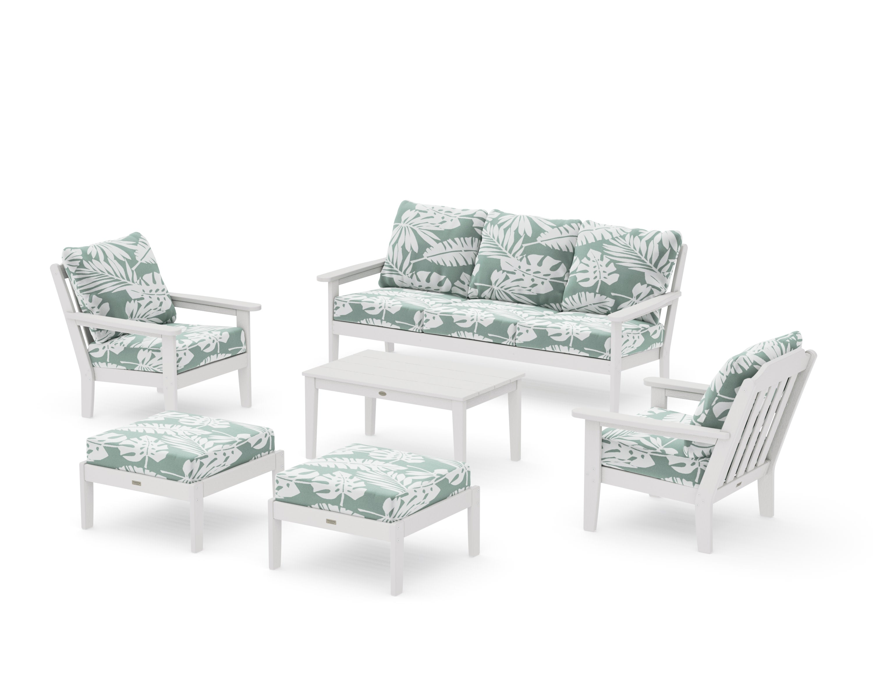 Cottage 6-Piece Lounge Sofa Set in Vintage White / Leaf Glacier Spa