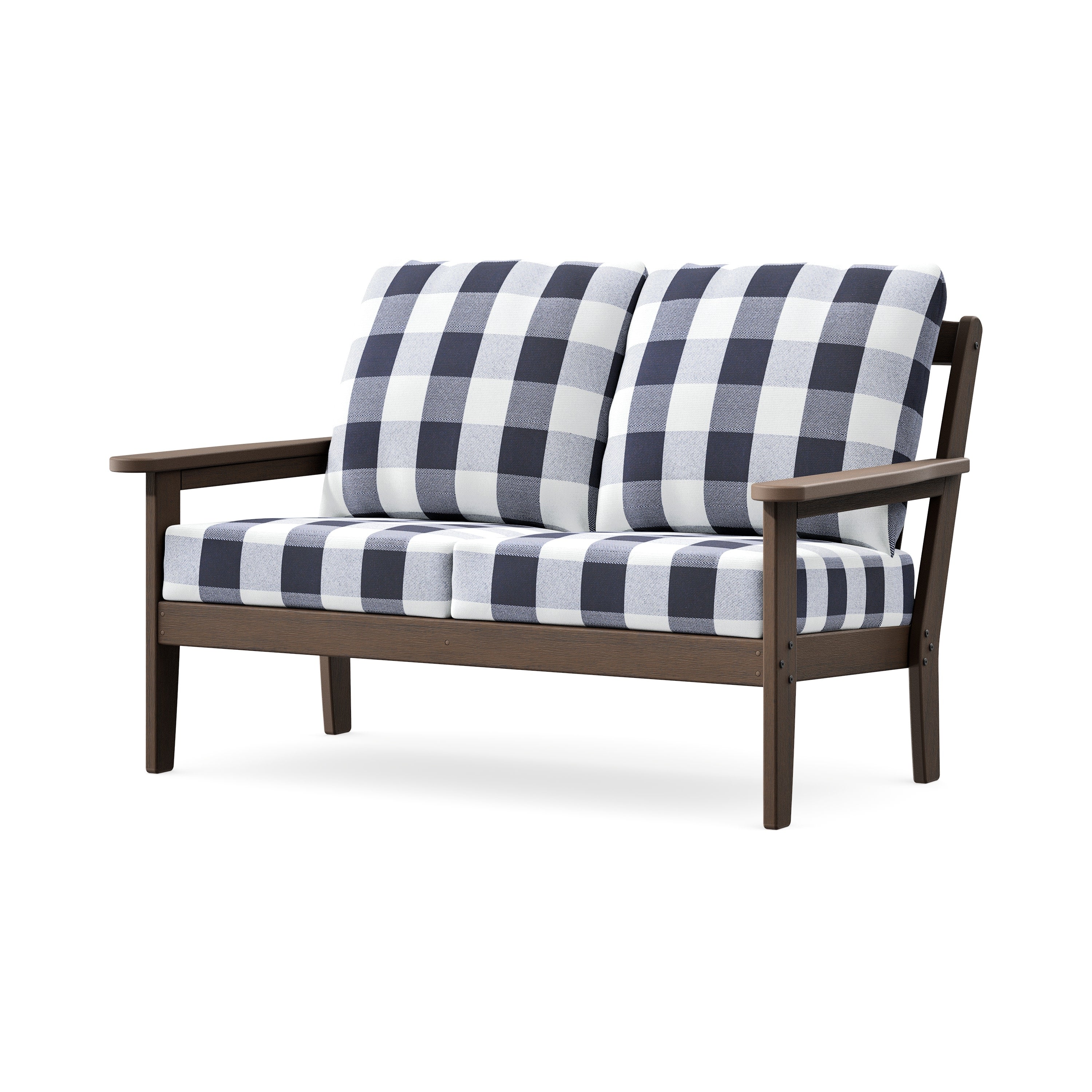 Cottage Deep Seating Loveseat in Kona / Buffalo Plaid Navy