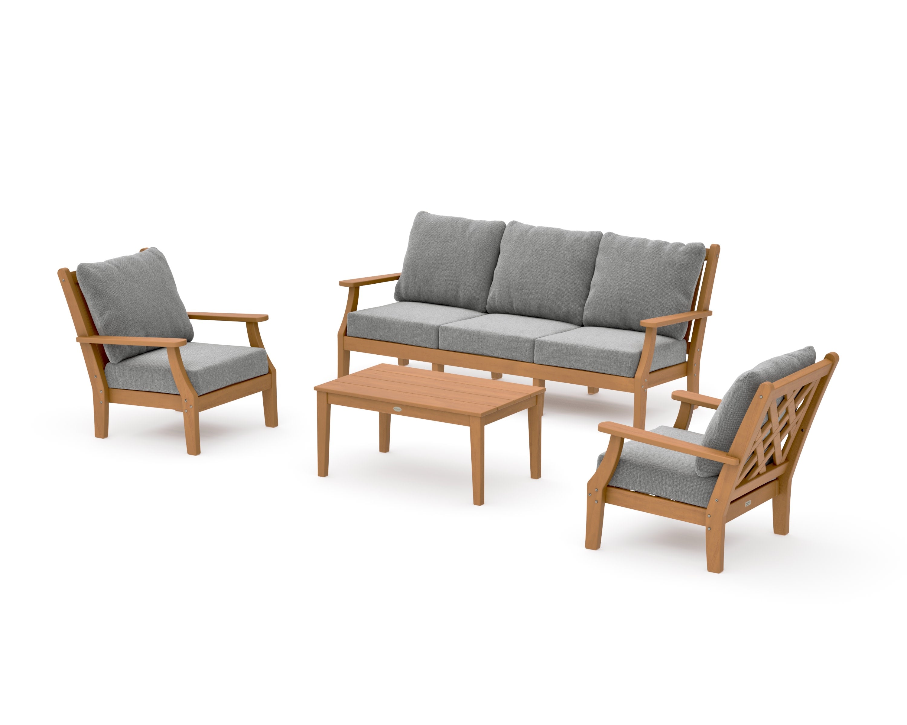 Wovendale 4-Piece Deep Seating Set with Sofa in Natural / Grey Mist