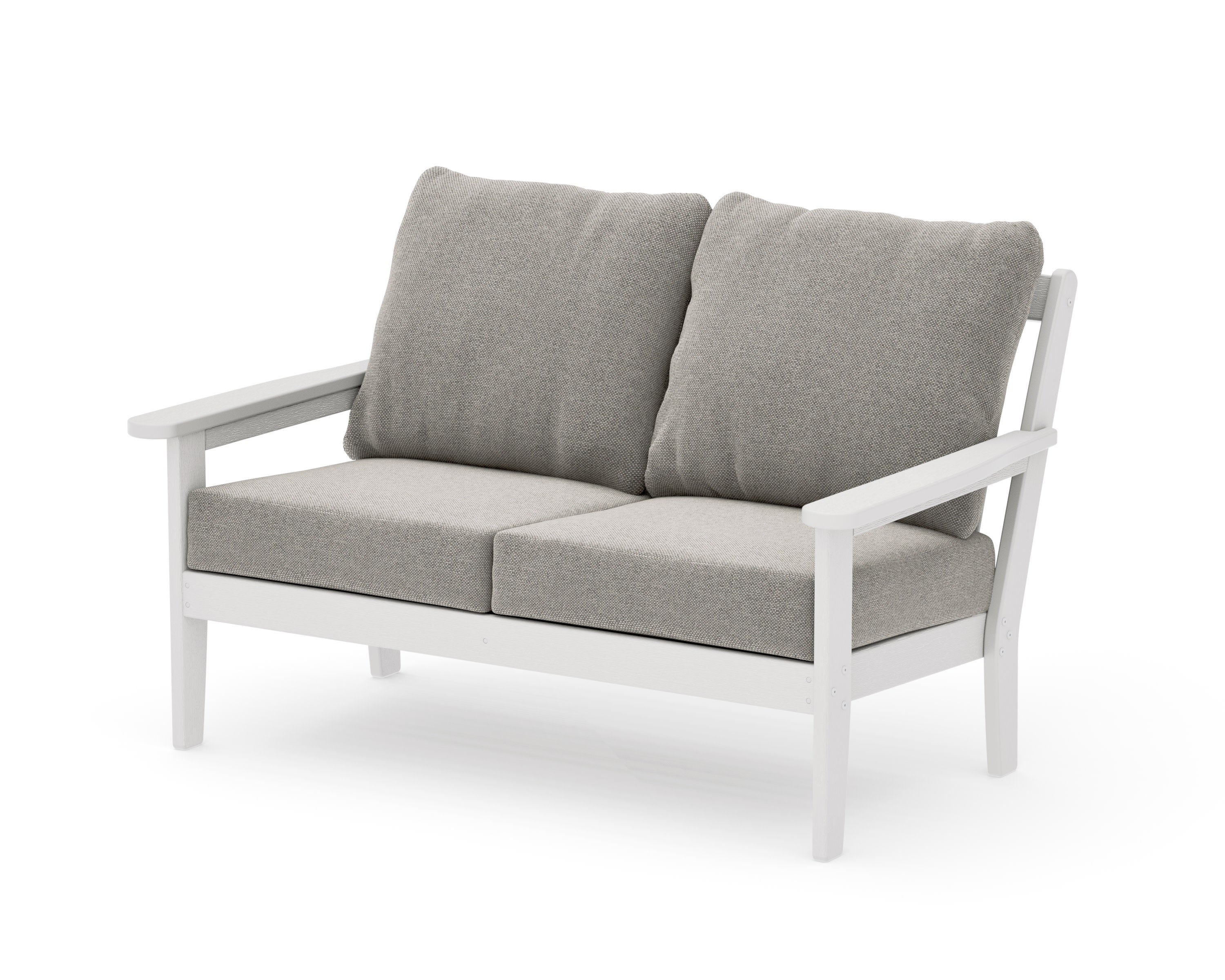 Cottage Deep Seating Loveseat in Vintage White / Weathered Tweed