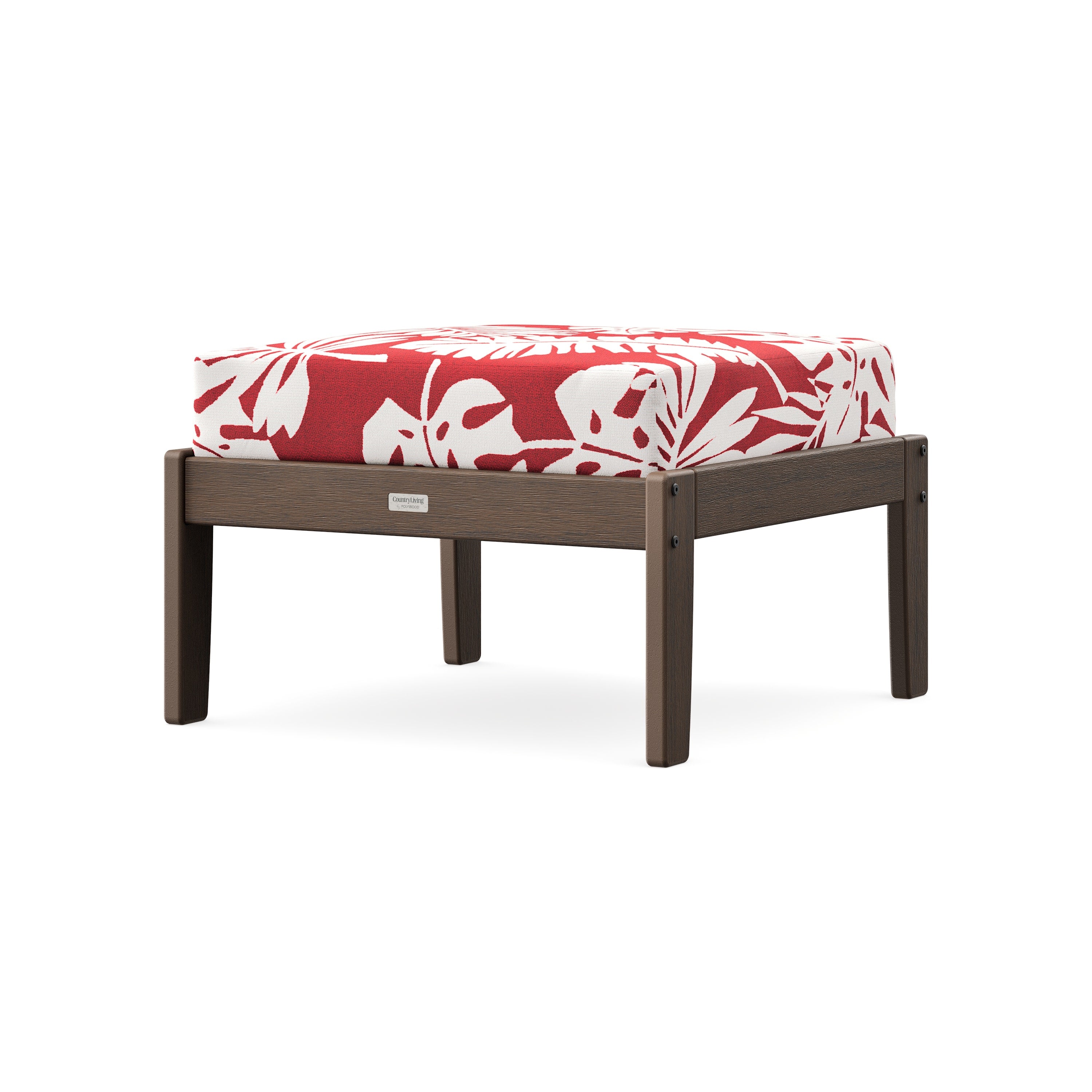 Cottage Deep Seating Ottoman in Kona / Leaf Crimson