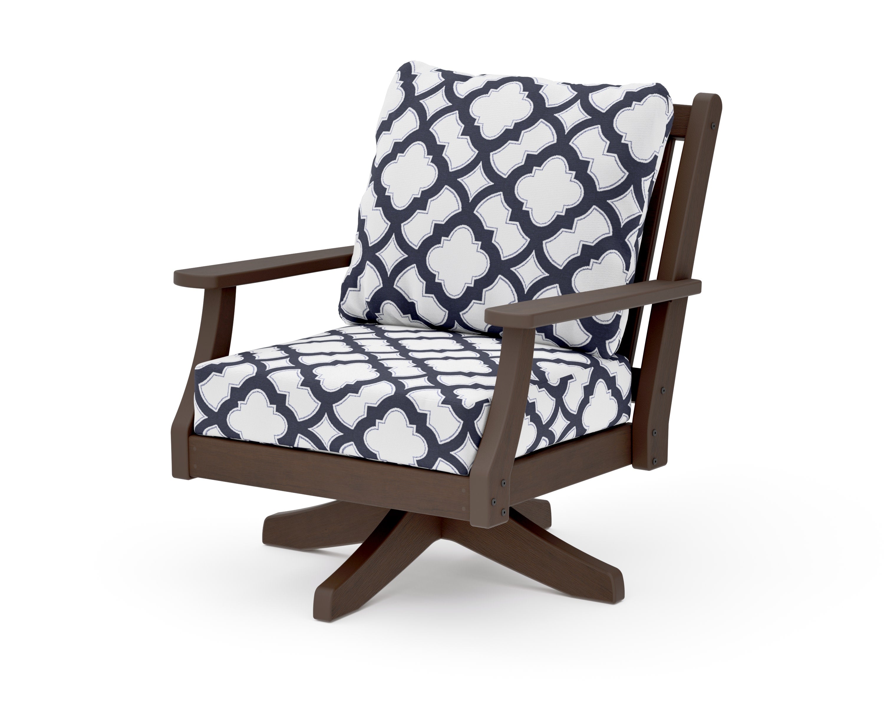 Wovendale Deep Seating Swivel Chair in Kona / Trellis Navy
