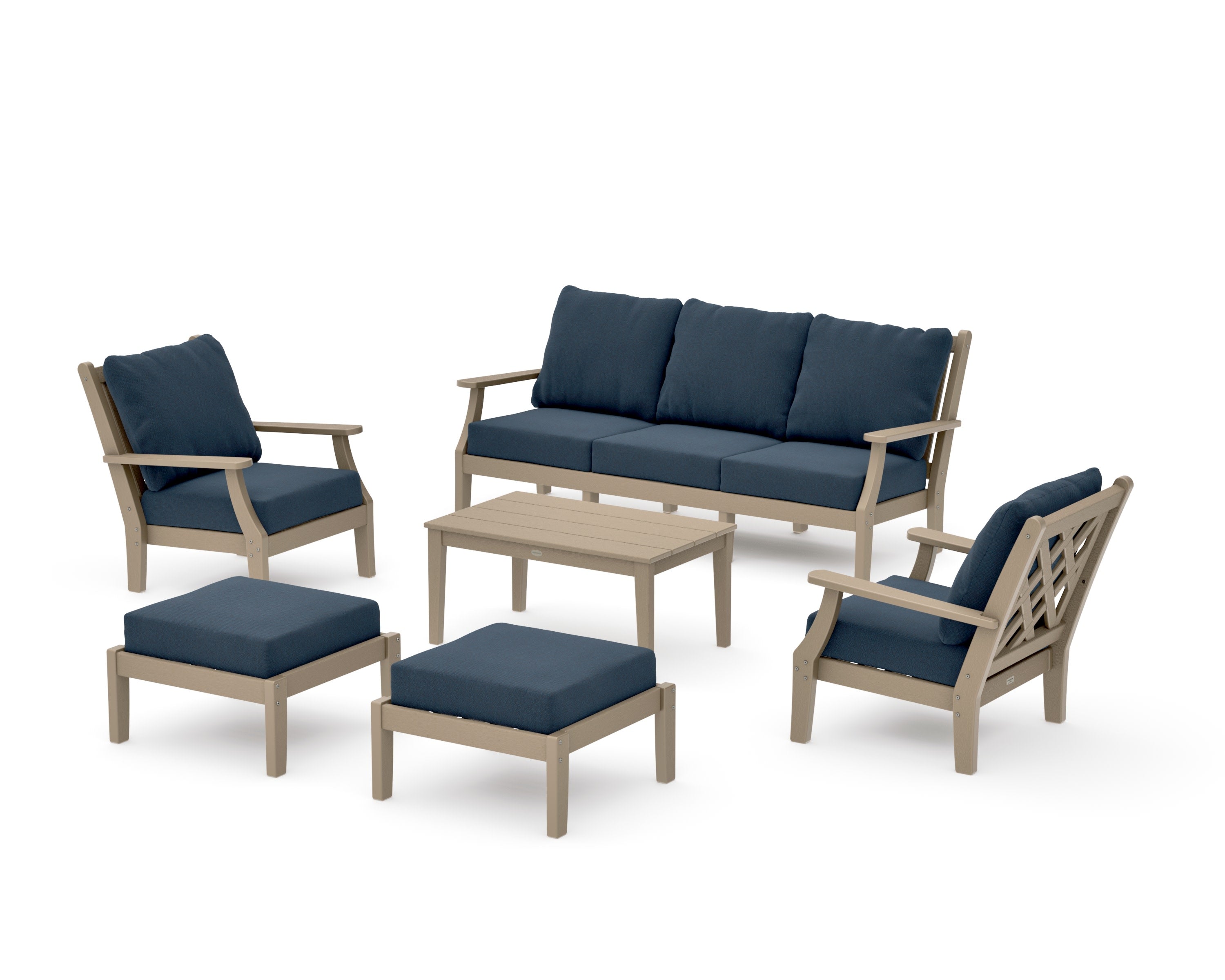 Wovendale 6-Piece Lounge Sofa Set in Vintage Sahara / Marine Indigo