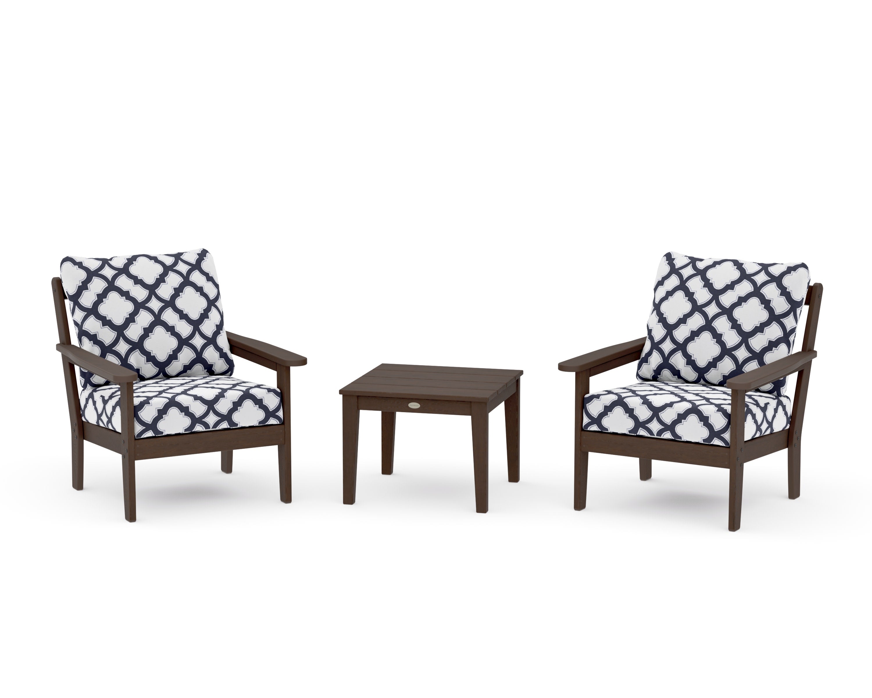 Cottage 3-Piece Deep Seating Set in Kona / Trellis Navy