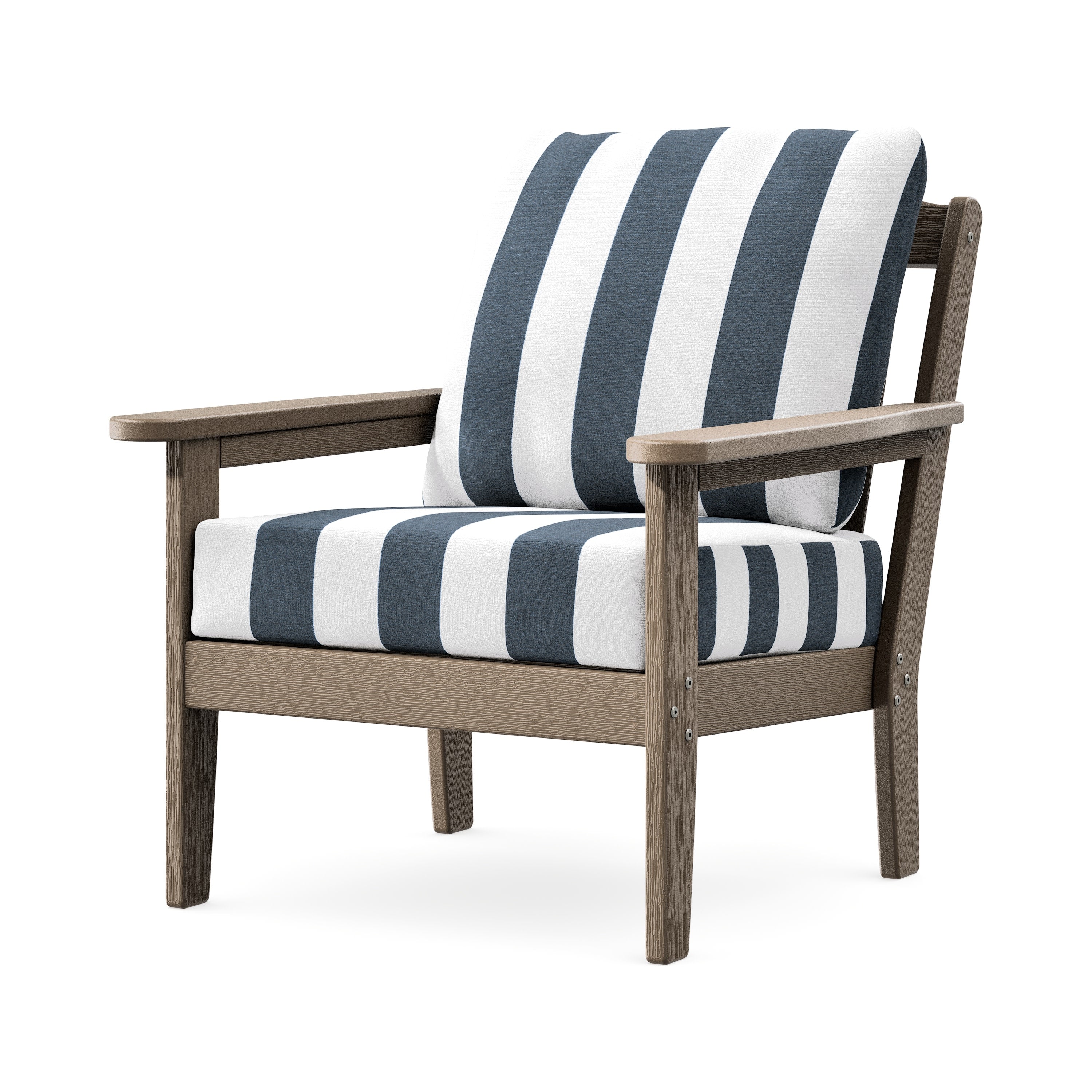 Cottage Deep Seating Chair in Vintage Sahara / Cabana Stripe Marine Indigo