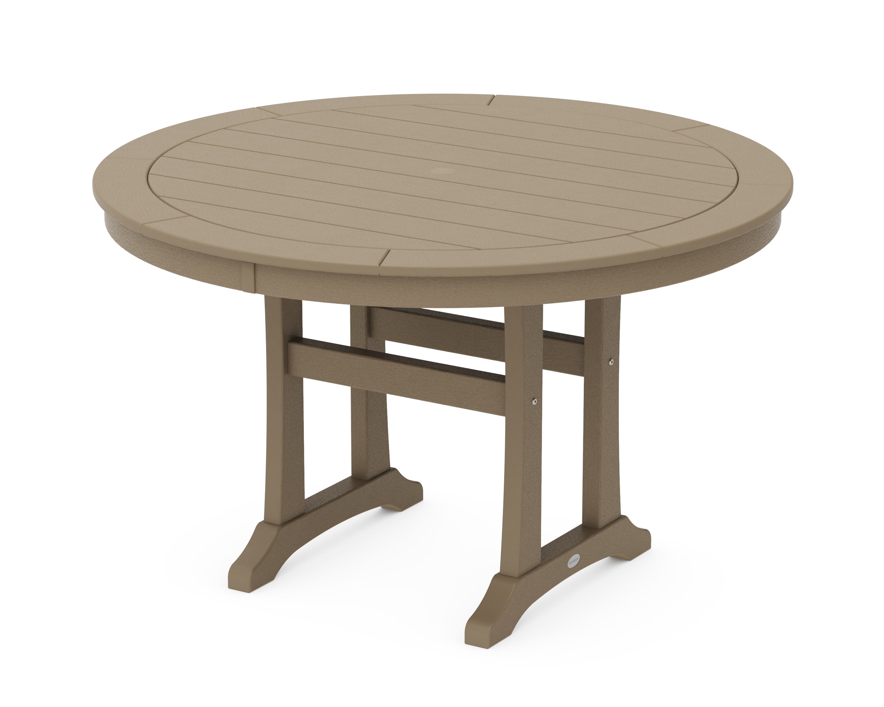 Nautical Trestle 48" Round Dining Table in Vintage Sahara