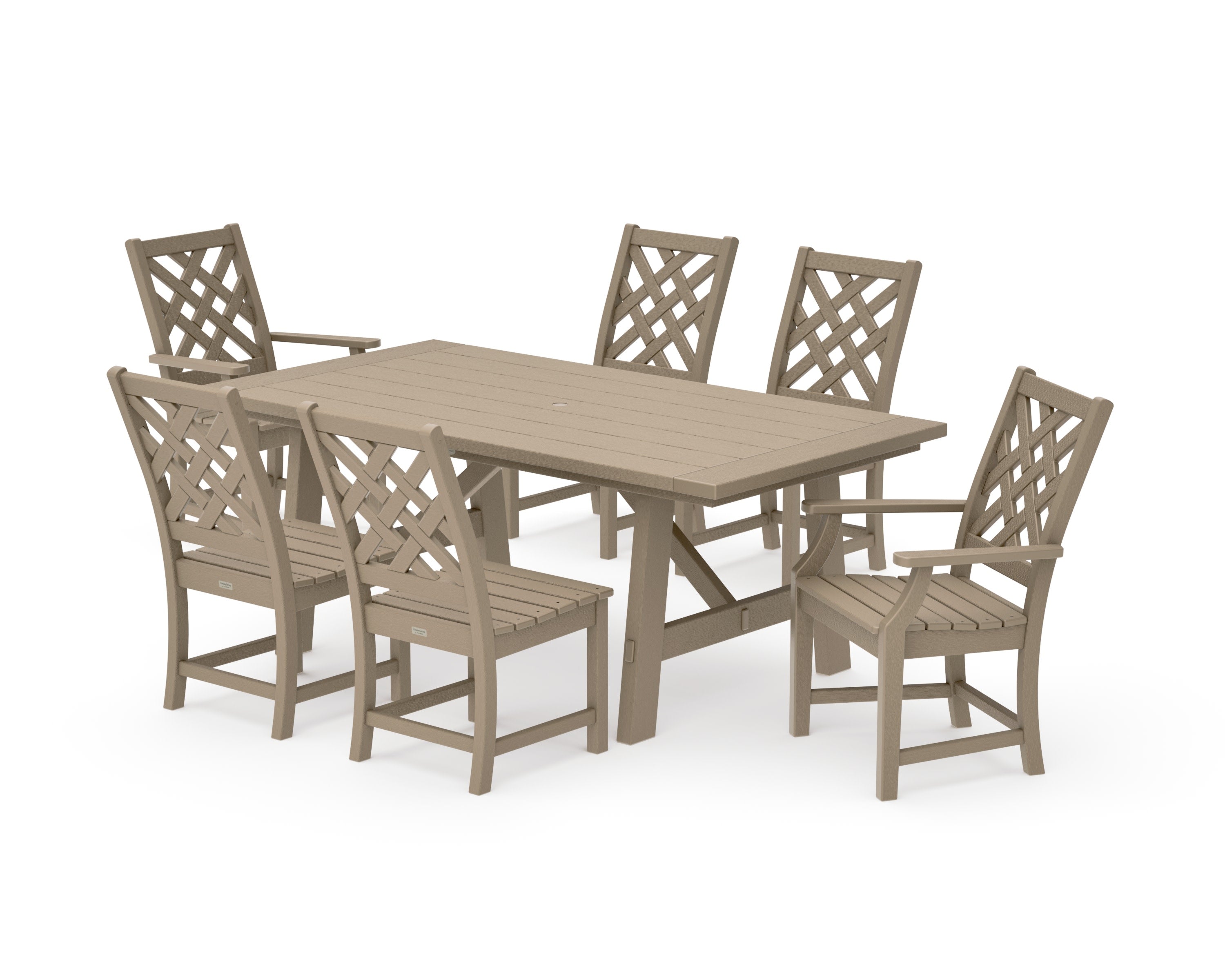 Wovendale 7-Piece Rustic Farmhouse Dining Set in Vintage Sahara