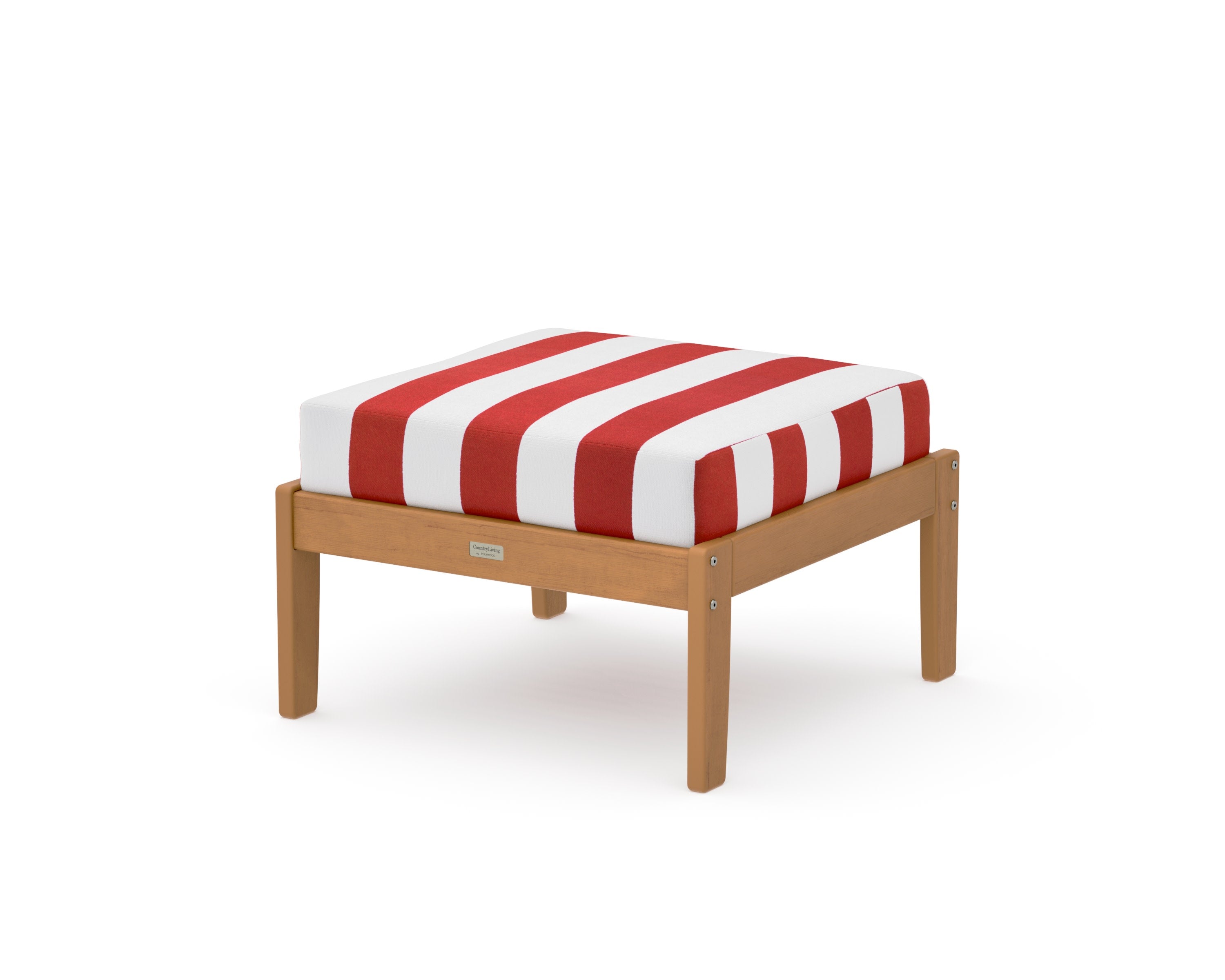 Cottage Deep Seating Ottoman in Natural / Cabana Stripe Crimson