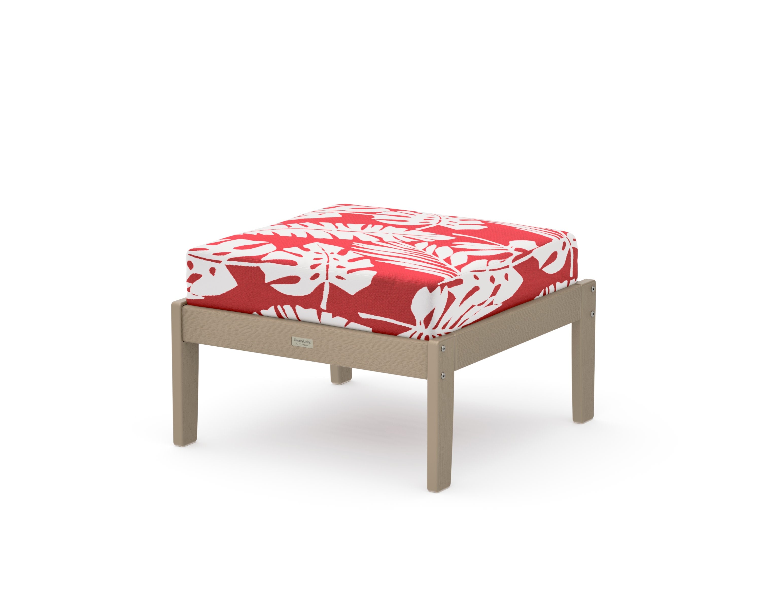 Cottage Deep Seating Ottoman in Vintage Sahara / Leaf Crimson