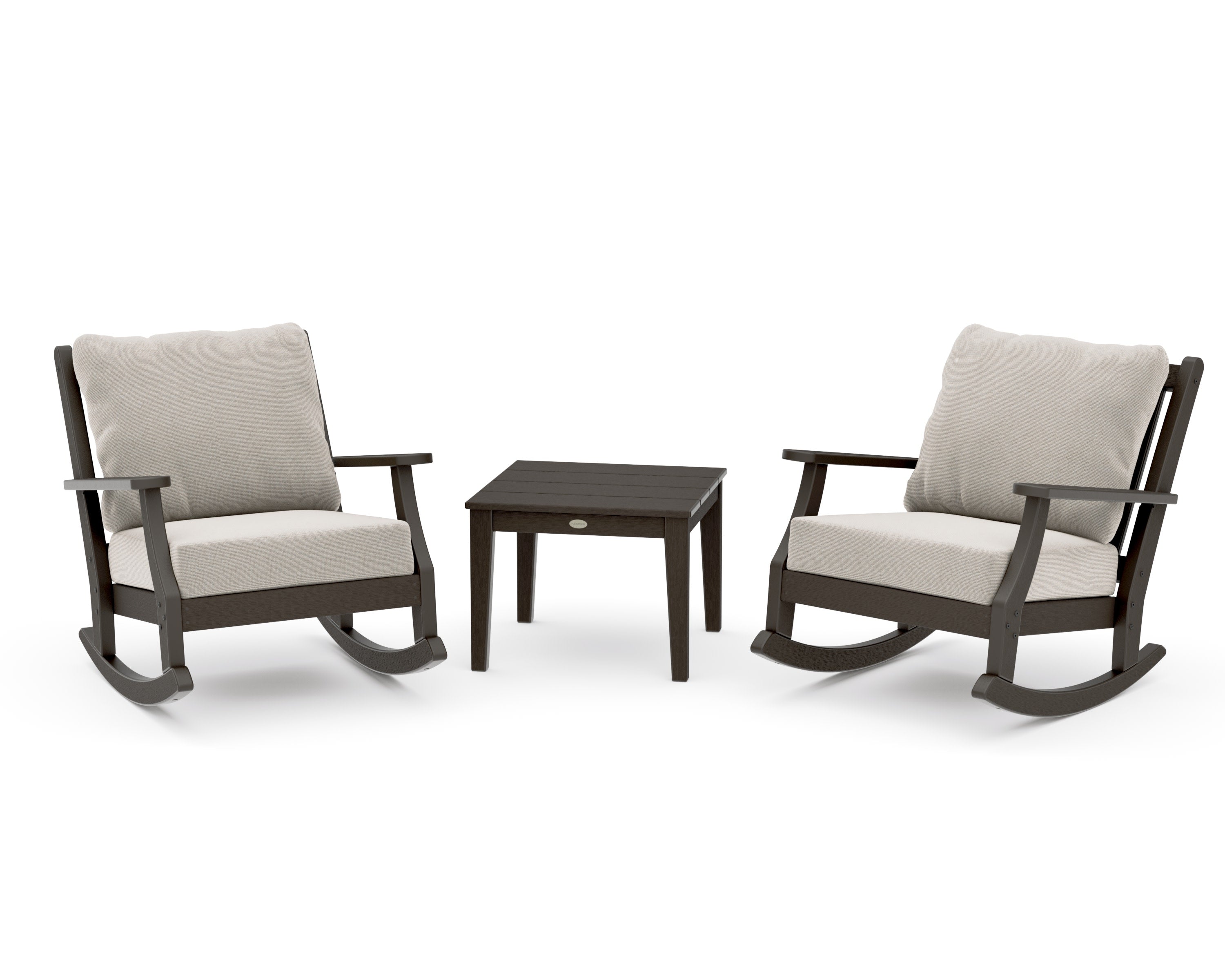 Wovendale 3-Piece Deep Seating Rocker Set in Vintage Coffee / Dune Burlap