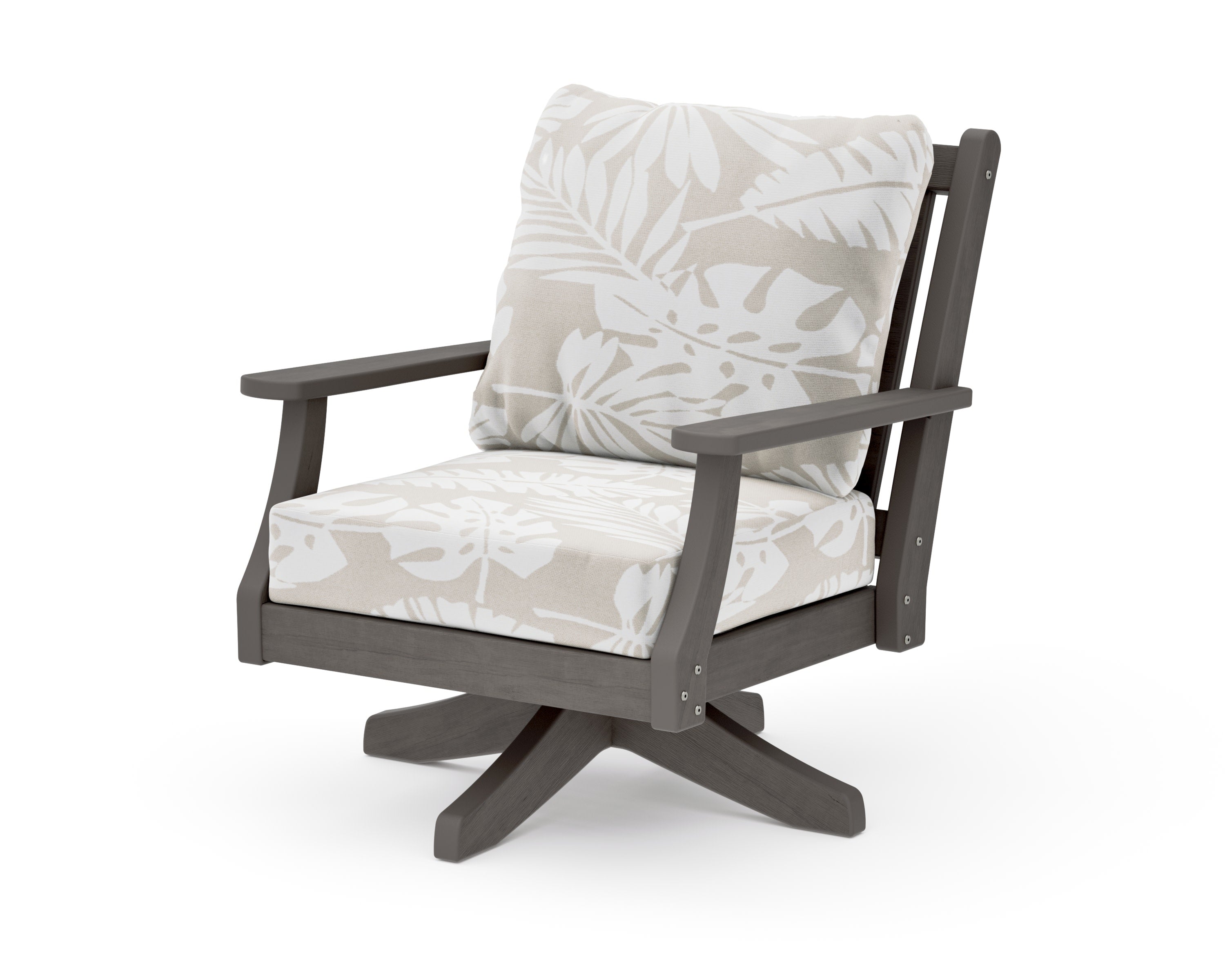 Wovendale Deep Seating Swivel Chair in Driftwood / Leaf Dune Burlap