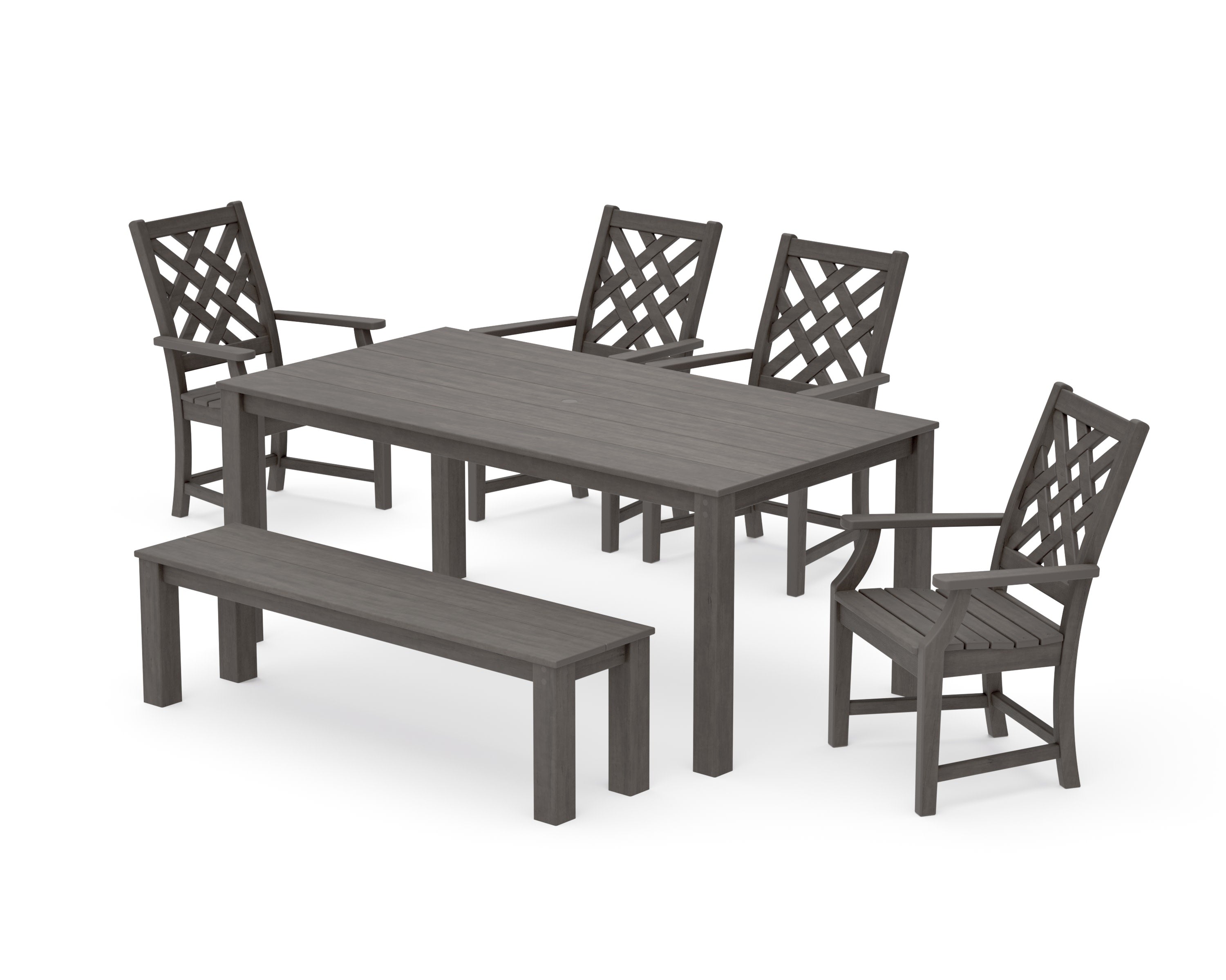 Wovendale 6-Piece Parsons Dining Set with Bench in Driftwood