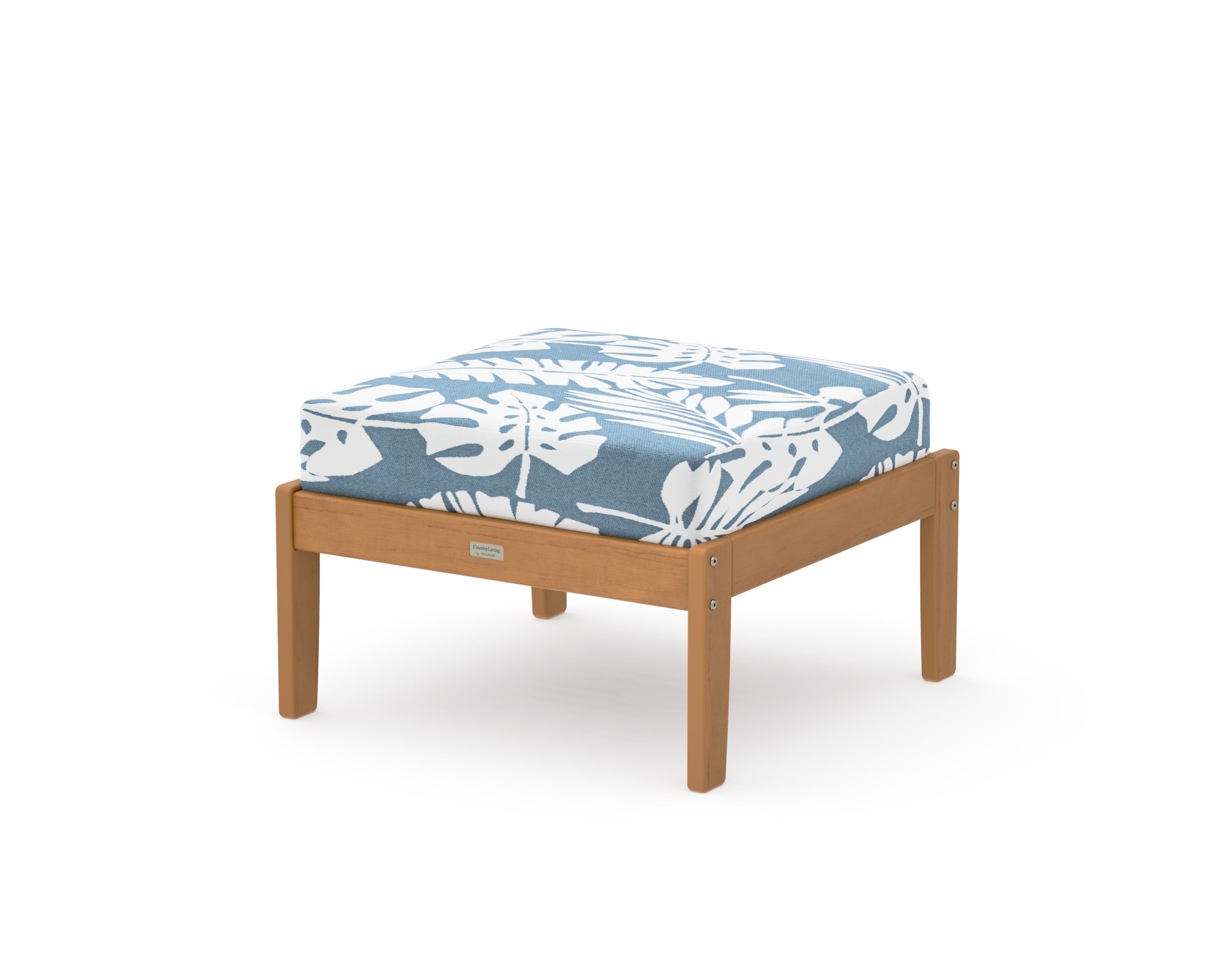 Cottage Deep Seating Ottoman in Natural / Leaf Sky Blue