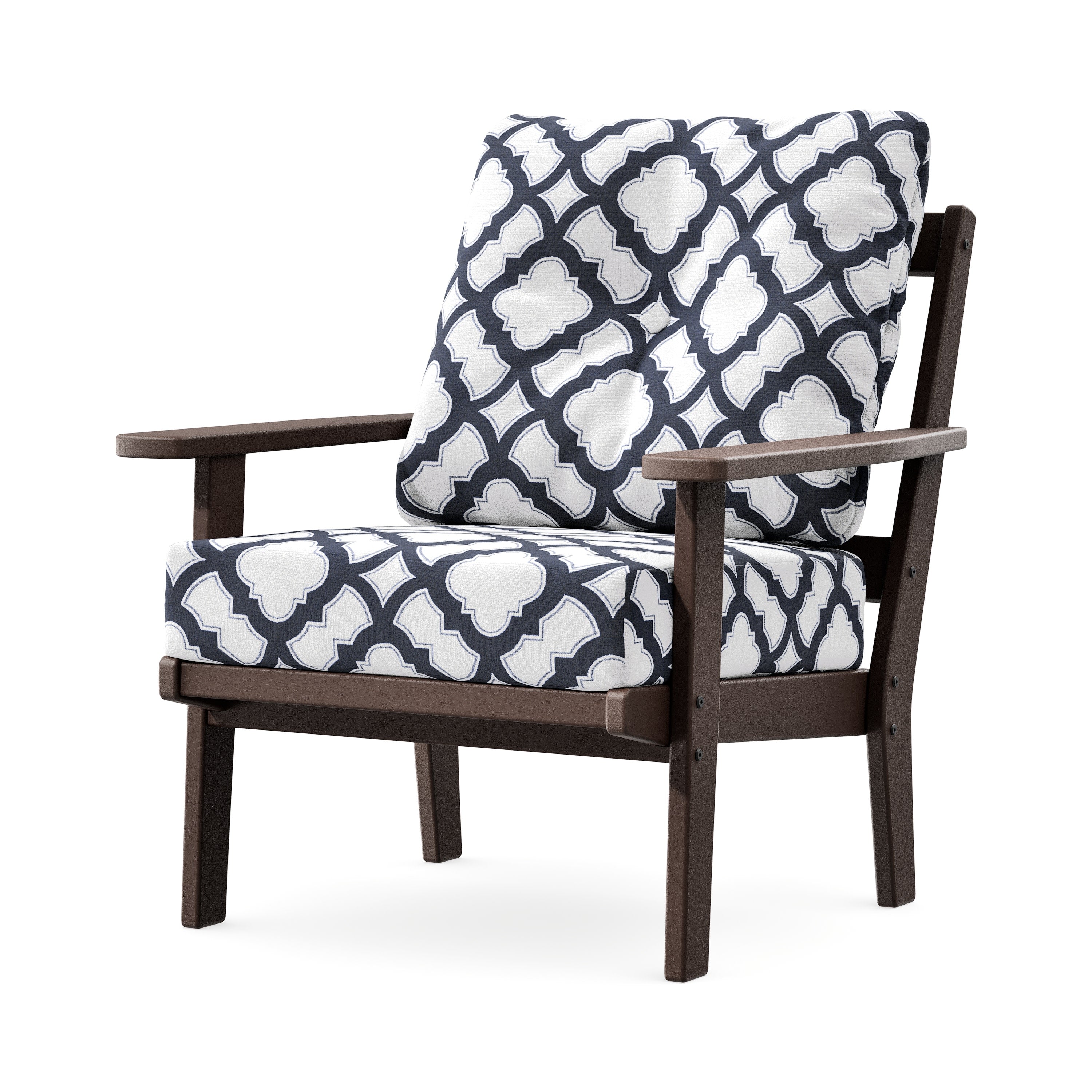 Prairie Deep Seating Chair in Mahogany / Trellis Navy