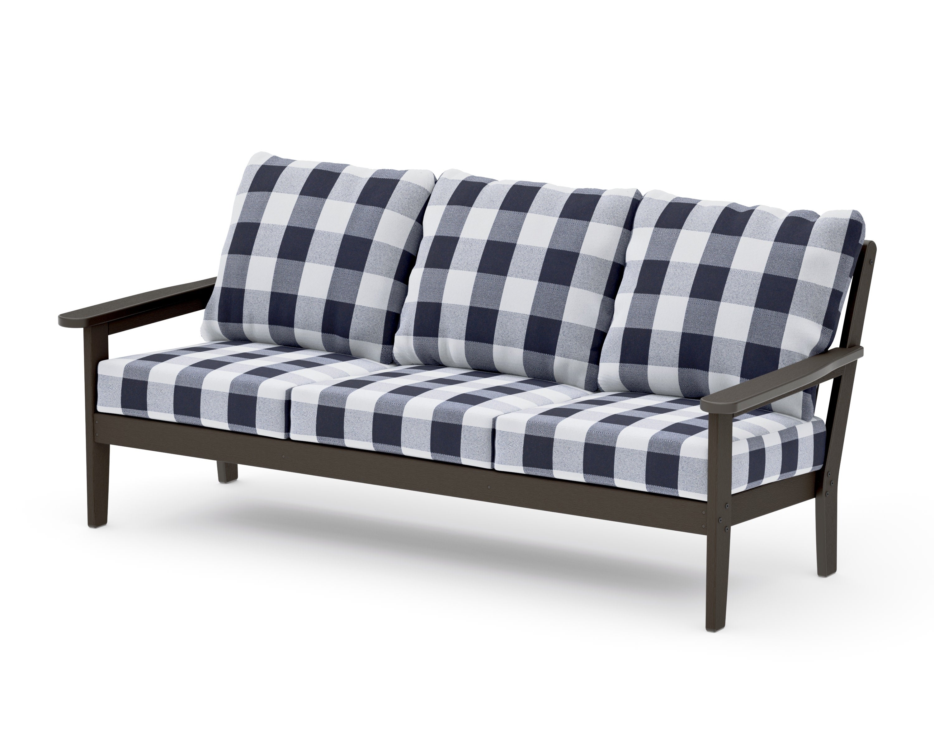 Cottage Deep Seating Sofa in Vintage Coffee / Buffalo Plaid Navy