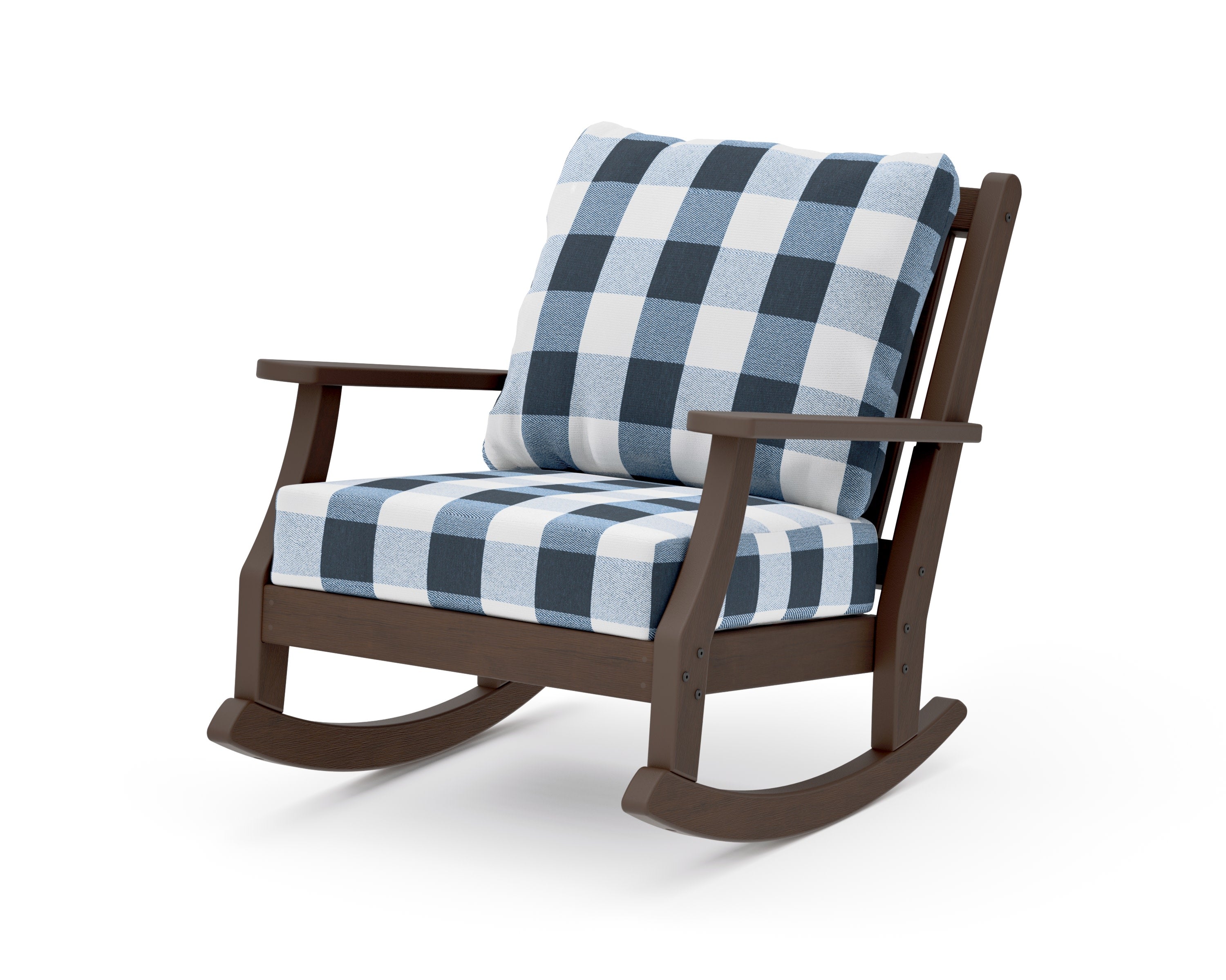 Wovendale Deep Seating Rocking Chair in Kona / Buffalo Plaid Marine Indigo