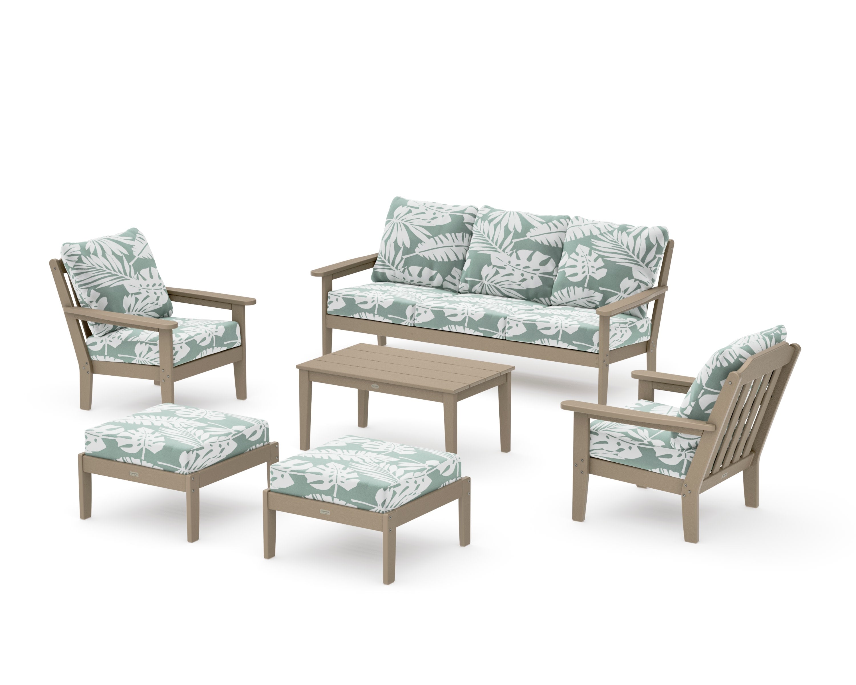 Cottage 6-Piece Lounge Sofa Set in Vintage Sahara / Leaf Glacier Spa