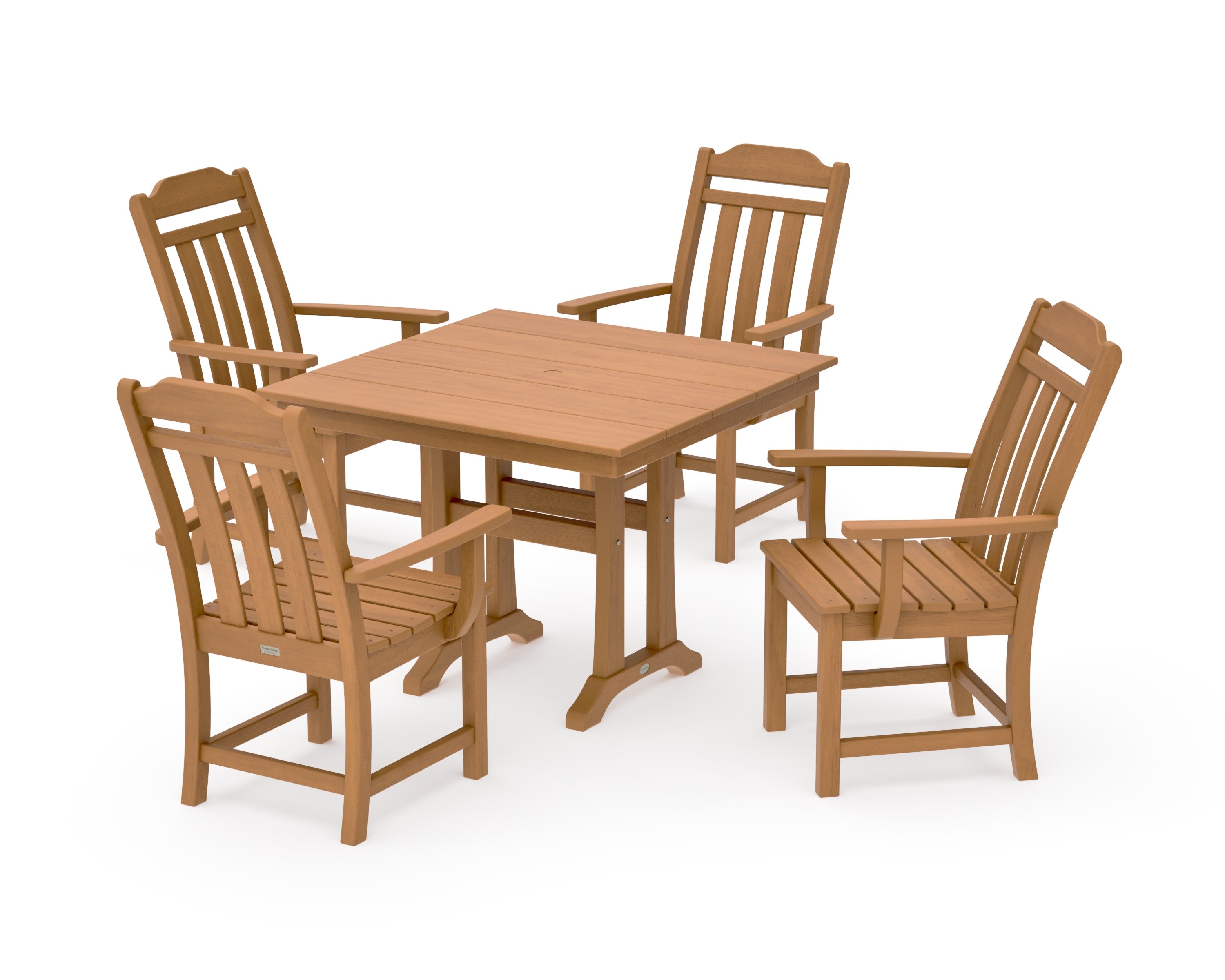 Cottage 5-Piece Farmhouse Dining Set with Trestle Legs in Natural
