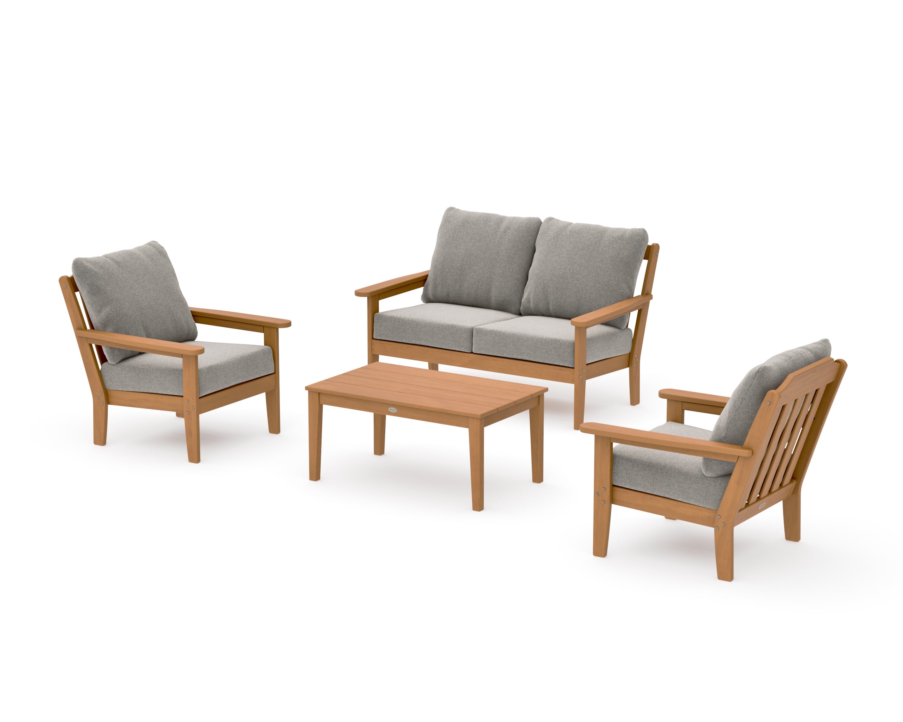 Cottage 4-Piece Deep Seating Set with Loveseat in Natural / Weathered Tweed