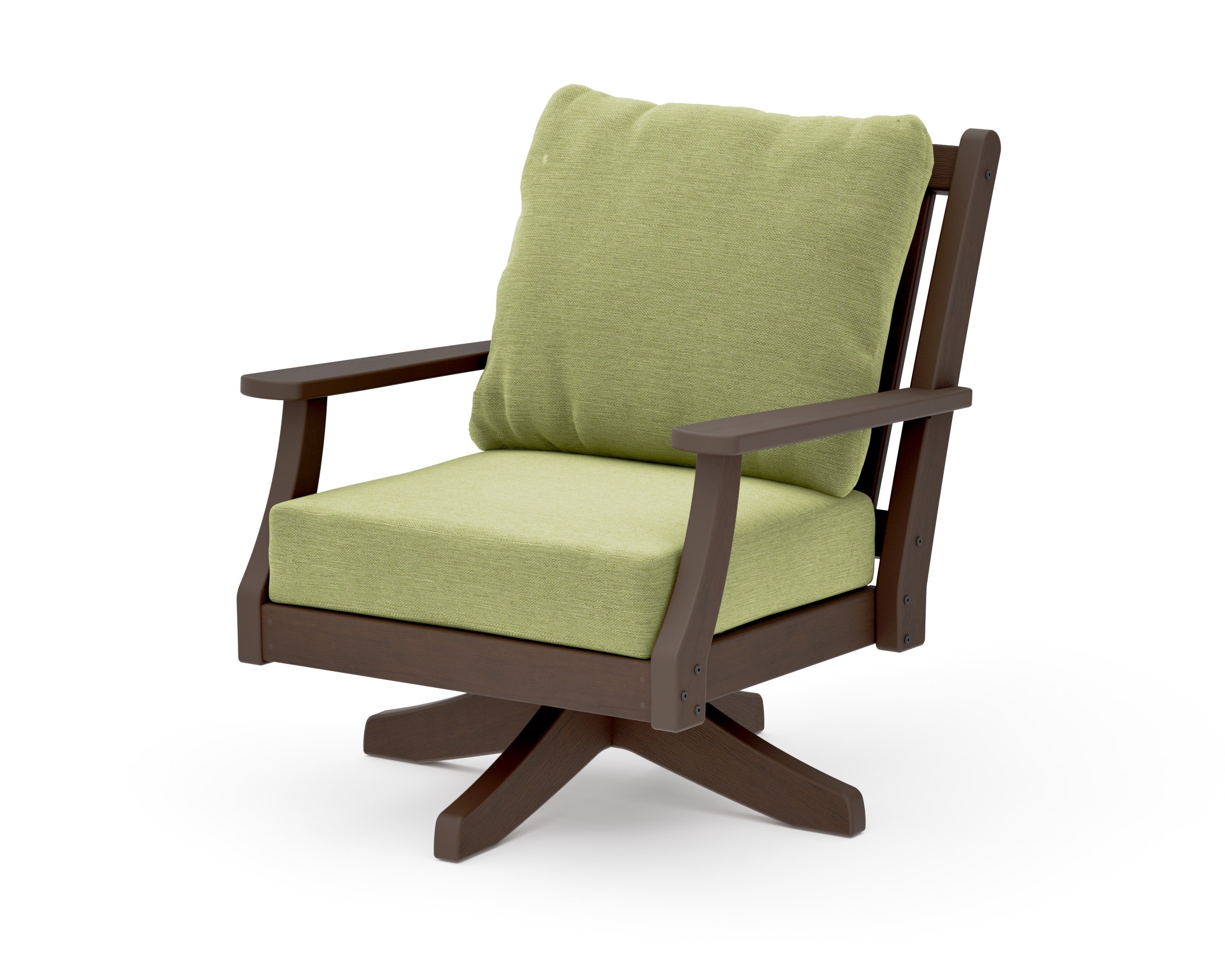 Wovendale Deep Seating Swivel Chair in Kona / Chartreuse Boucle