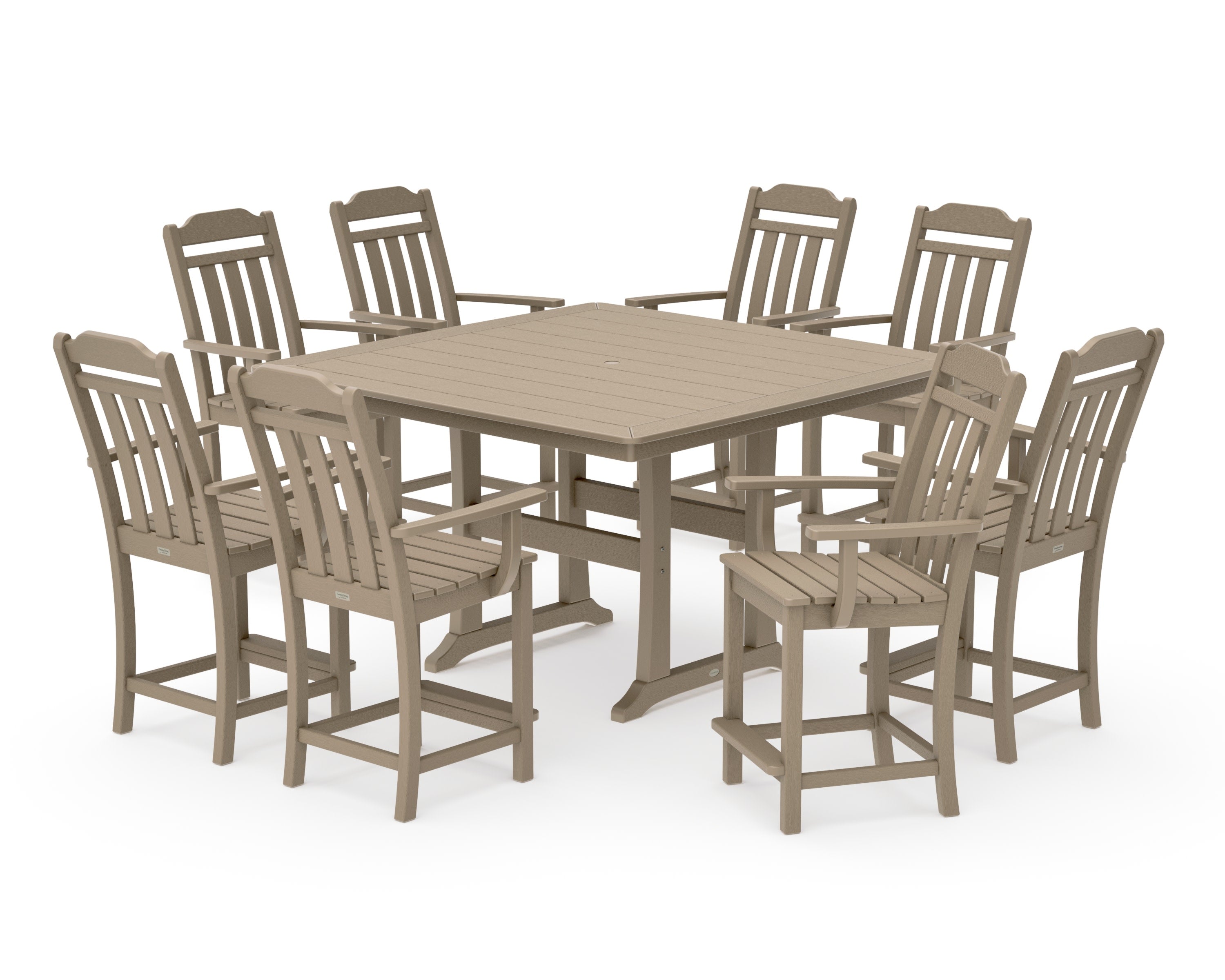 Cottage 9-Piece Square Counter Set with Trestle Legs in Vintage Sahara