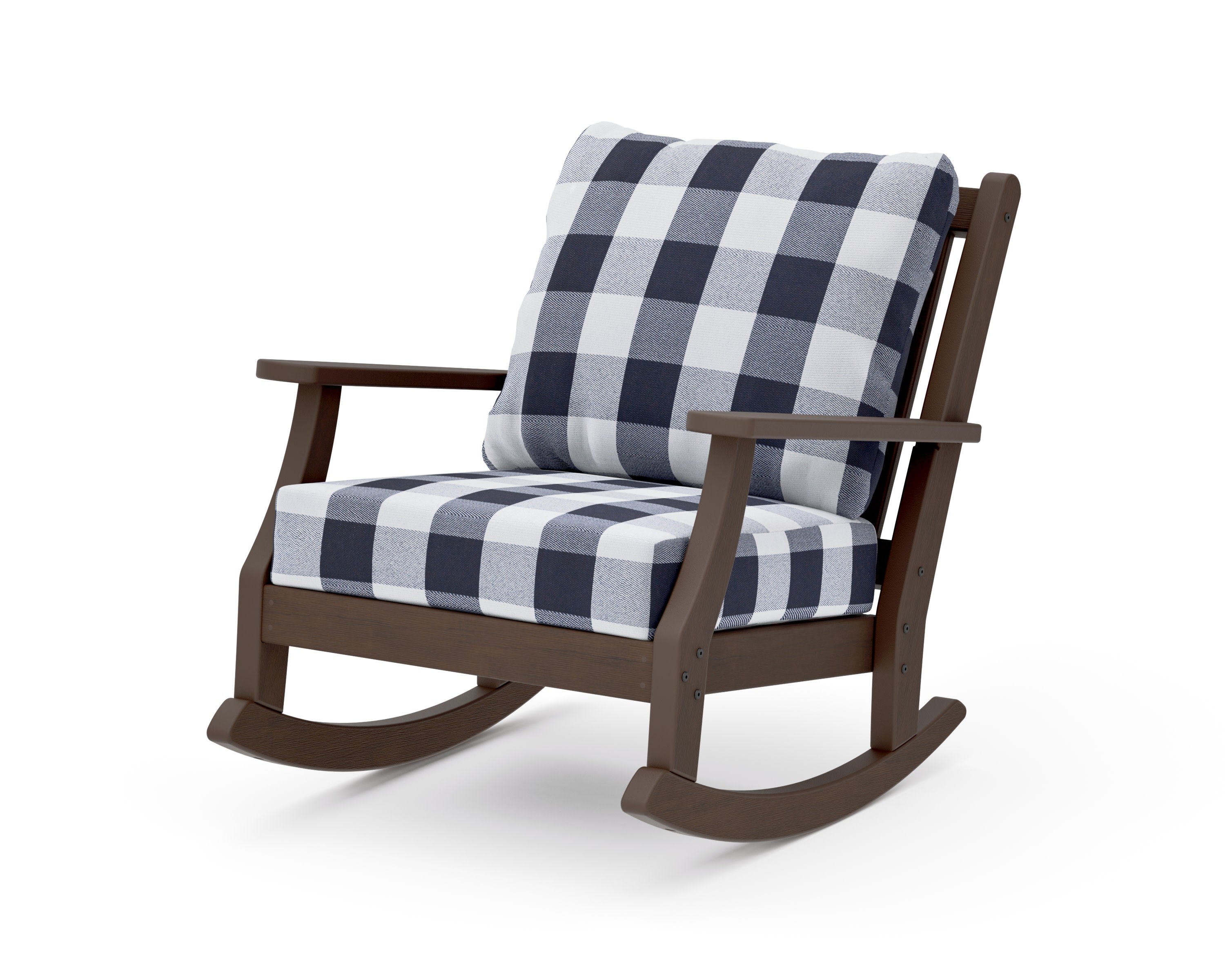 Wovendale Deep Seating Rocking Chair in Kona / Buffalo Plaid Navy