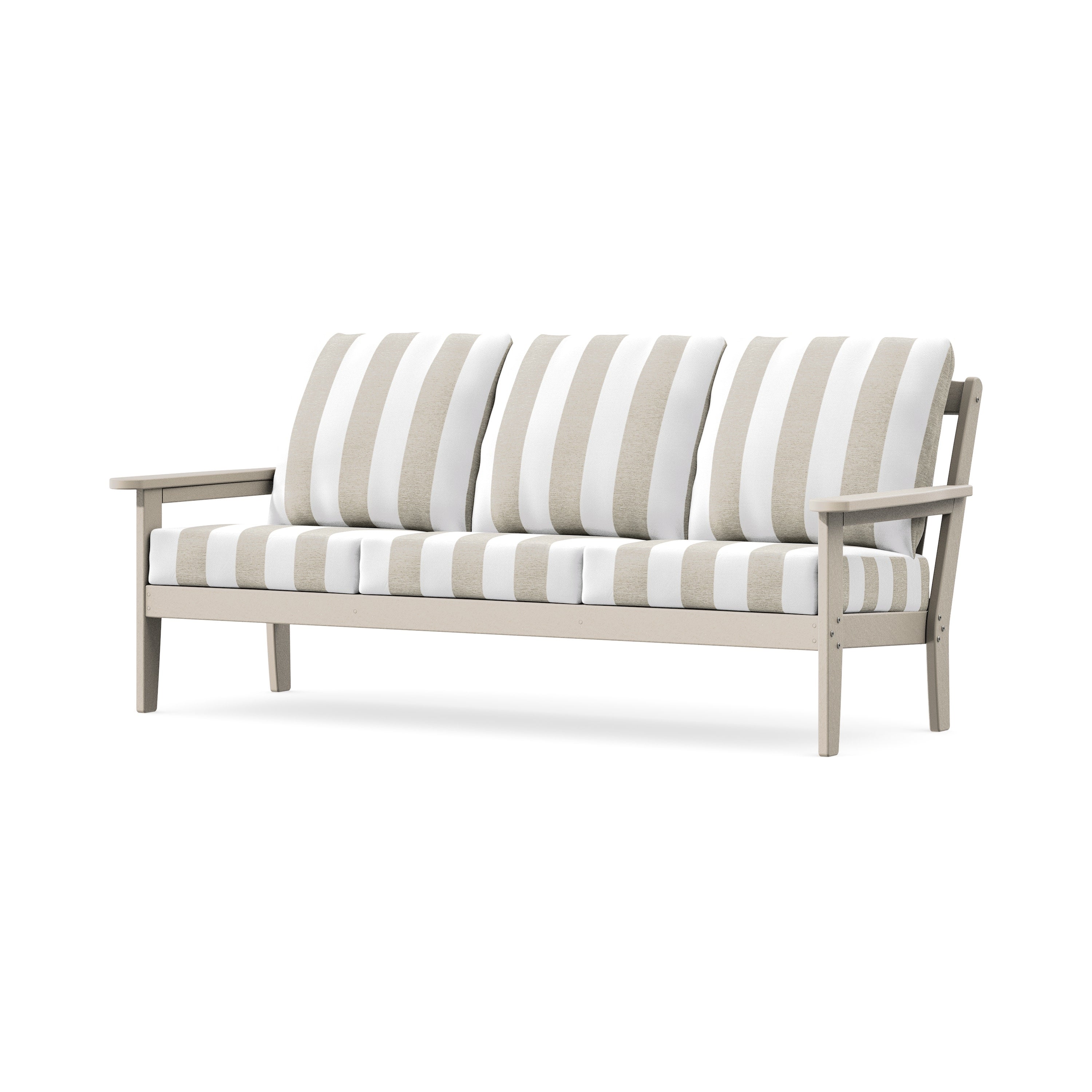 Cottage Deep Seating Sofa in Sand / Cabana Stripe Dune Burlap