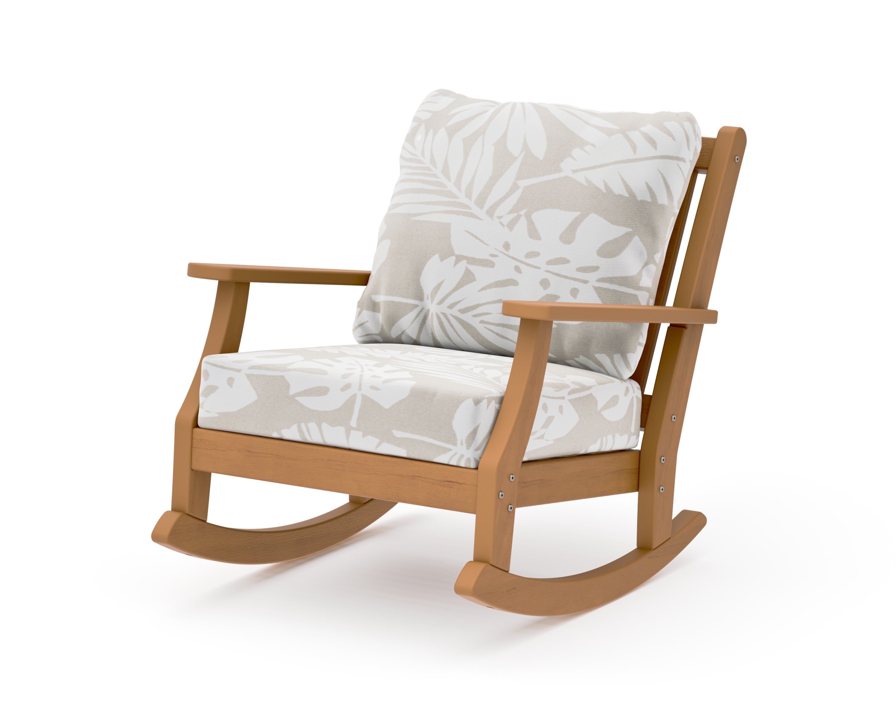Wovendale Deep Seating Rocking Chair in Natural / Leaf Dune Burlap