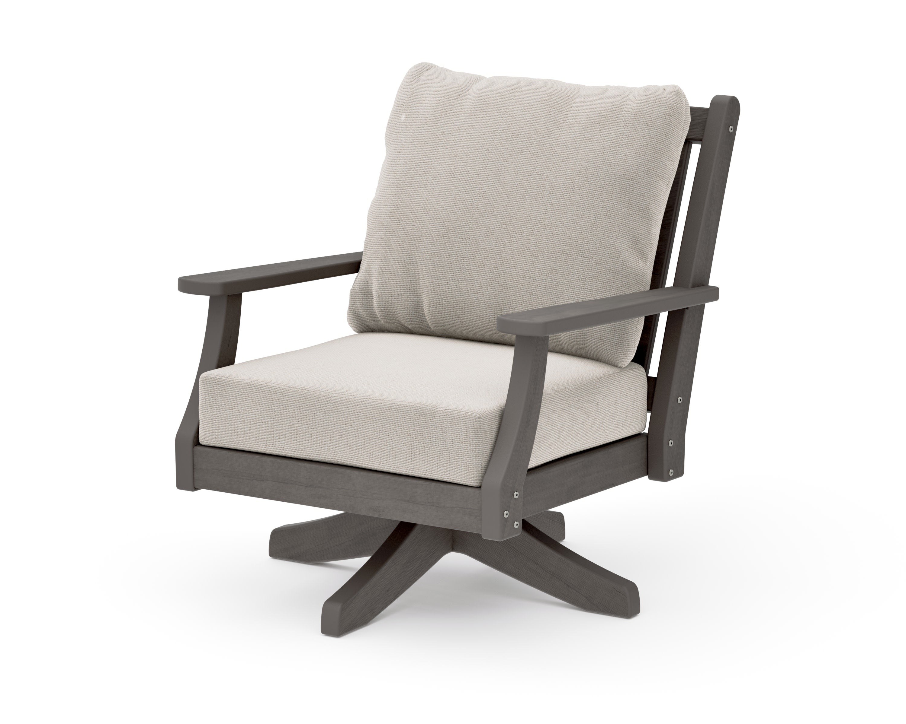 Wovendale Deep Seating Swivel Chair in Driftwood / Dune Burlap