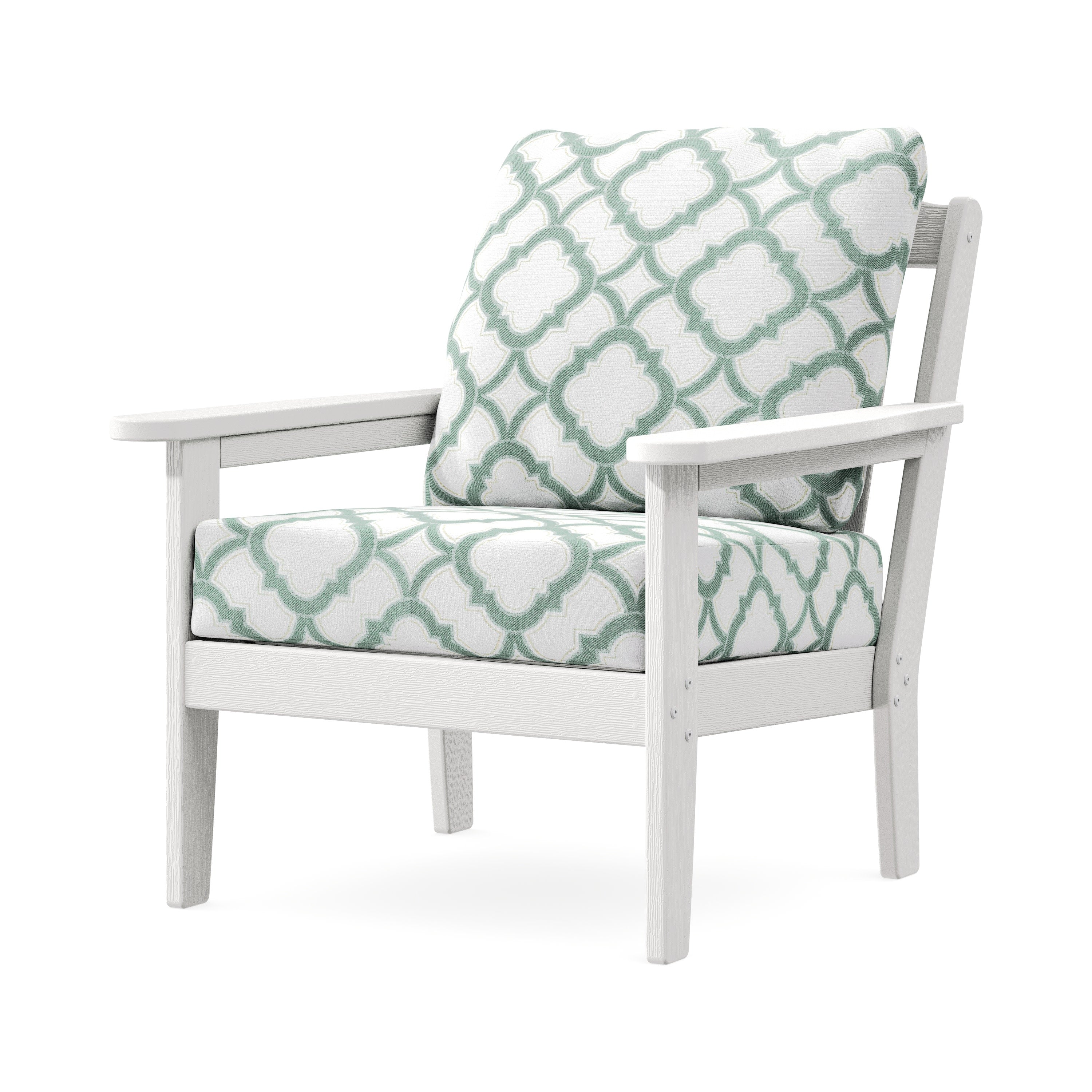 Cottage Deep Seating Chair in Vintage White / Trellis Glacier Spa