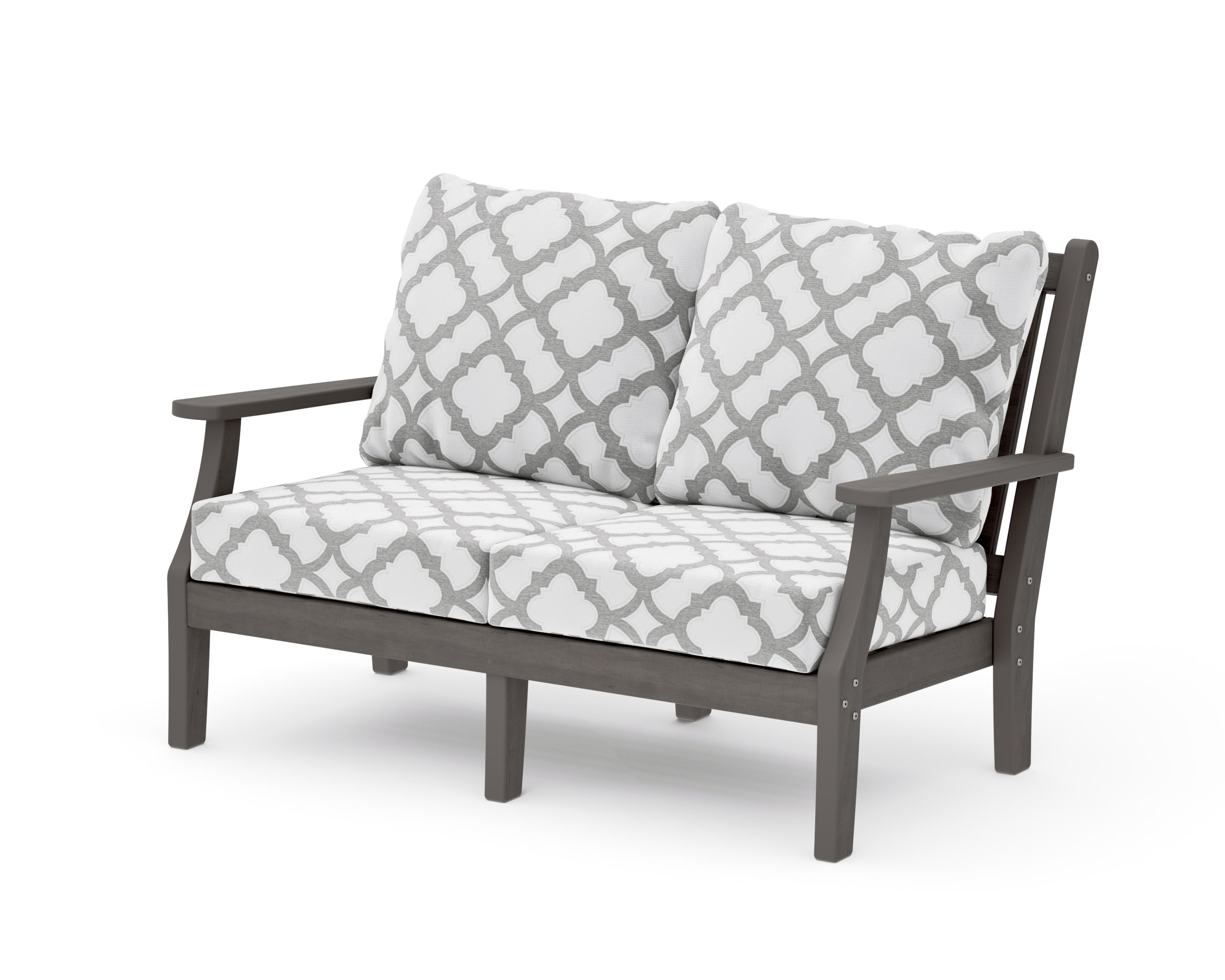 Wovendale Deep Seating Loveseat in Driftwood / Trellis Grey Mist