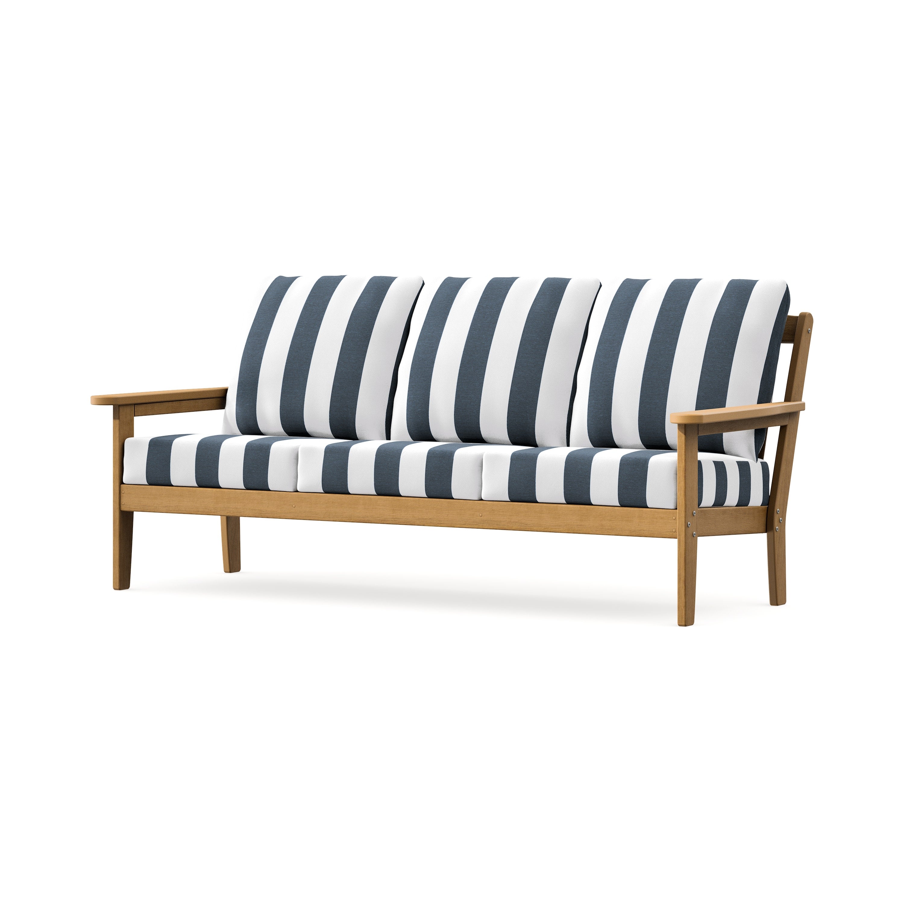 Cottage Deep Seating Sofa in Natural / Cabana Stripe Marine Indigo