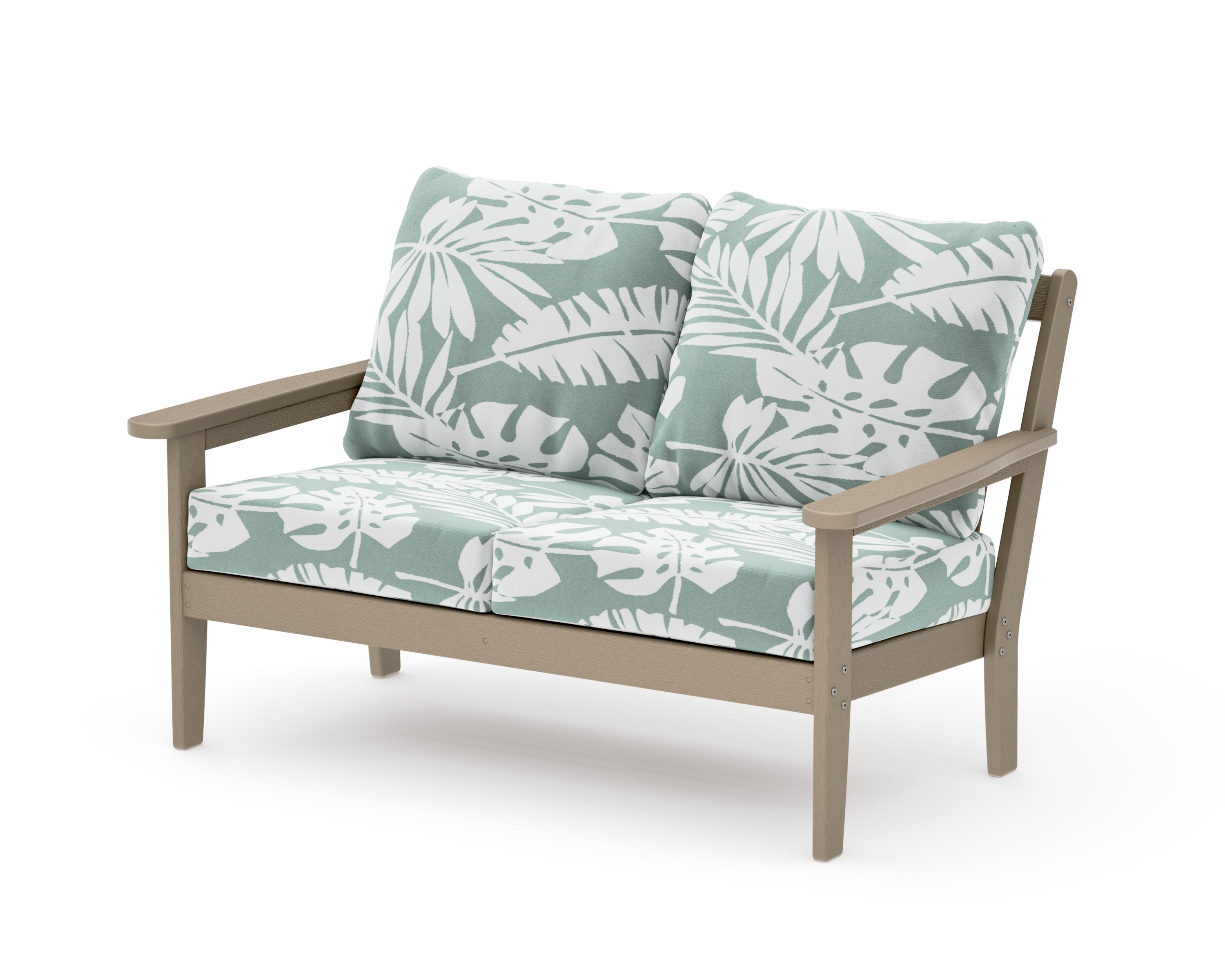 Cottage Deep Seating Loveseat in Vintage Sahara / Leaf Glacier Spa