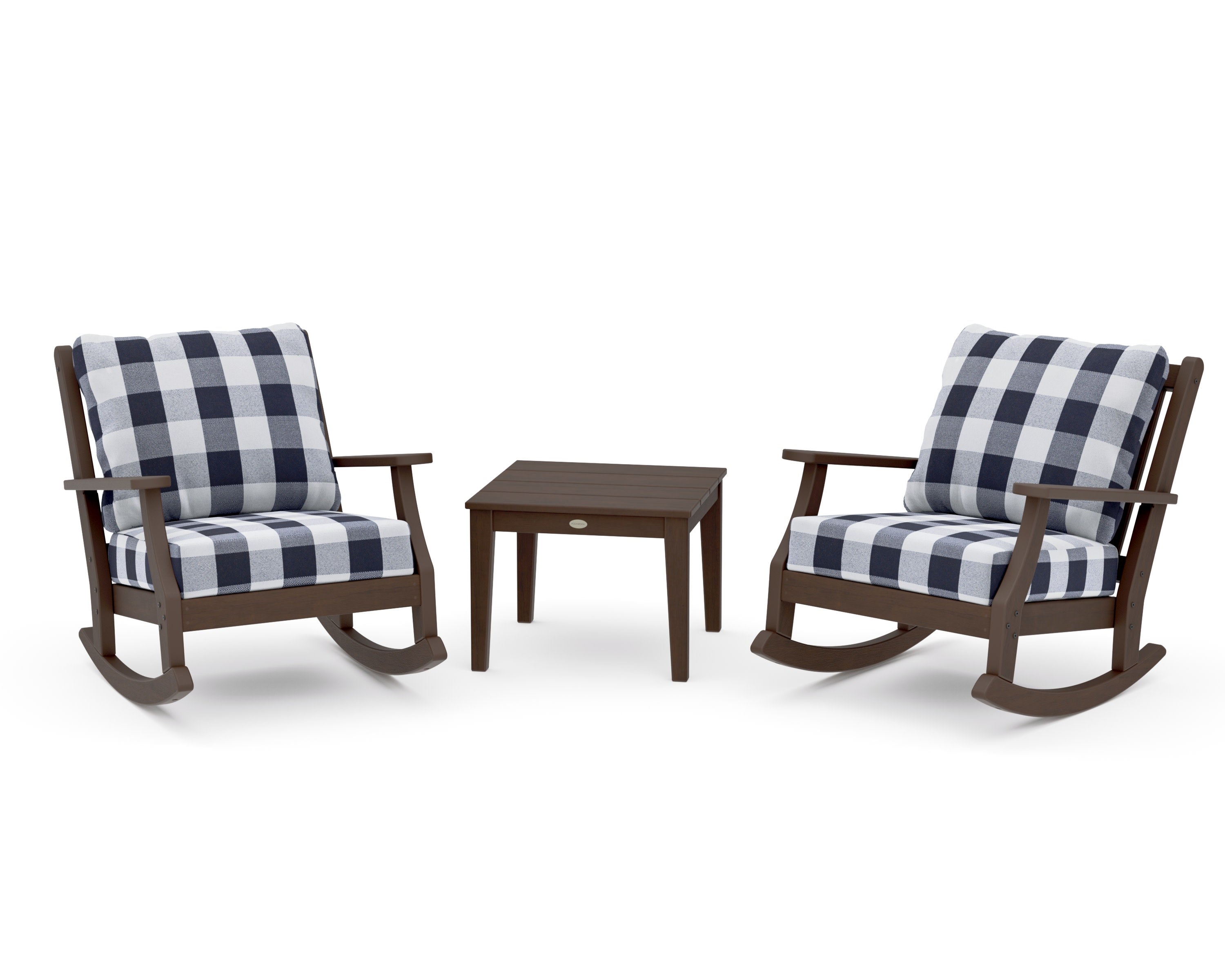 Wovendale 3-Piece Deep Seating Rocker Set in Kona / Buffalo Plaid Navy