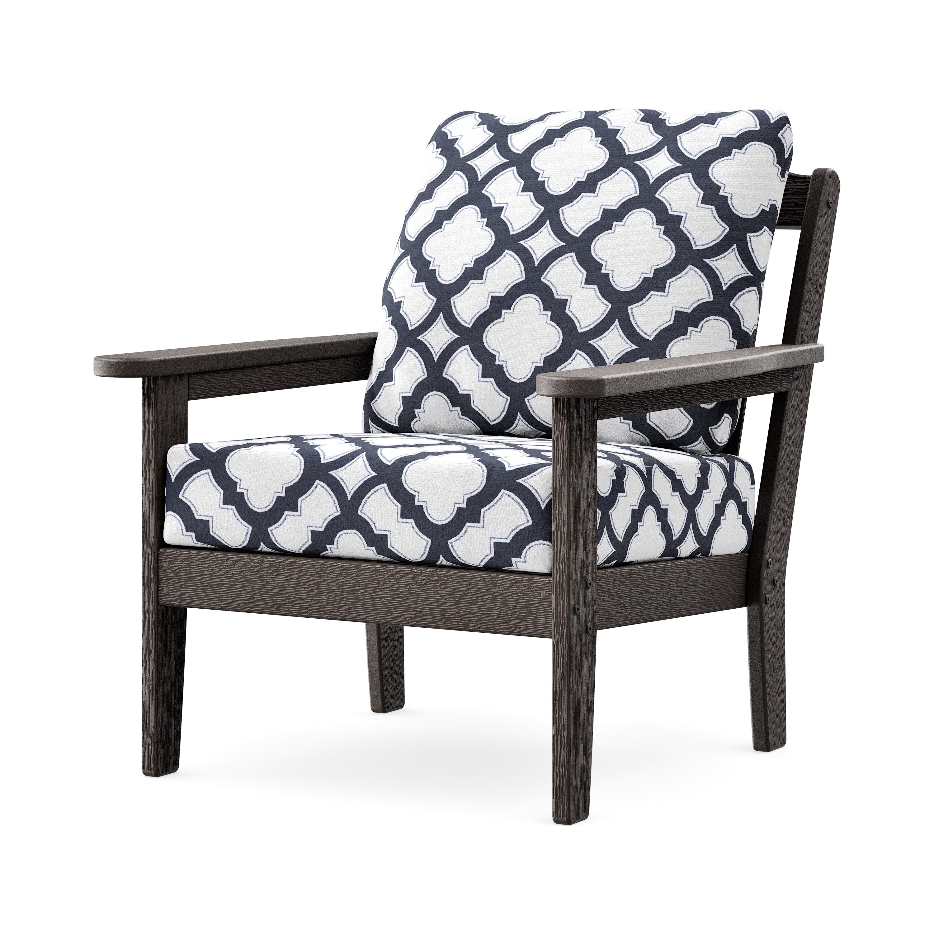Cottage Deep Seating Chair in Vintage Coffee / Trellis Navy