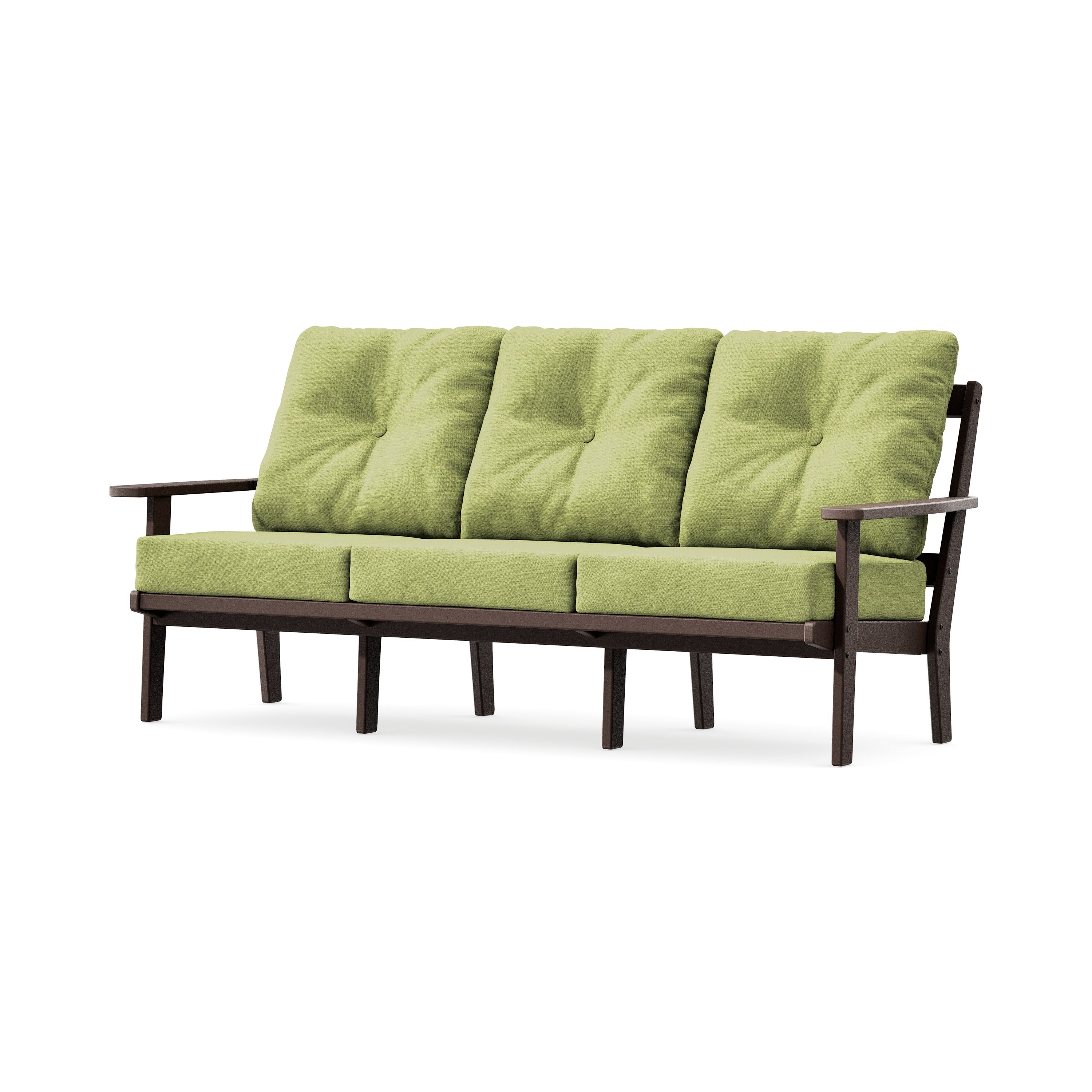 PrairieDeep Seating Sofa in Mahogany / Chartreuse Boucle