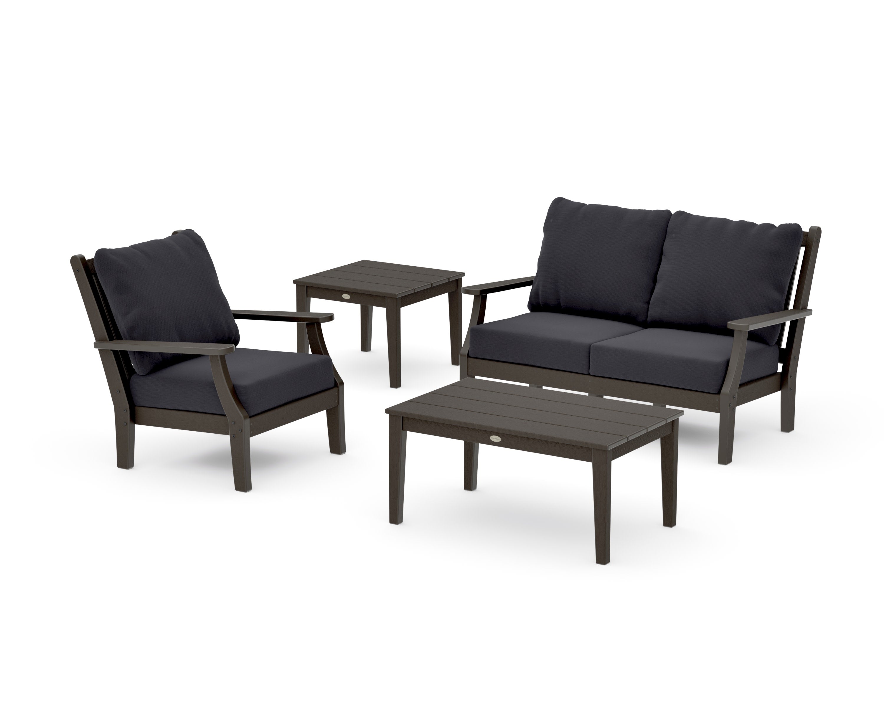 Wovendale 4-Piece Deep Seating Set in Vintage Coffee / Midnight Linen
